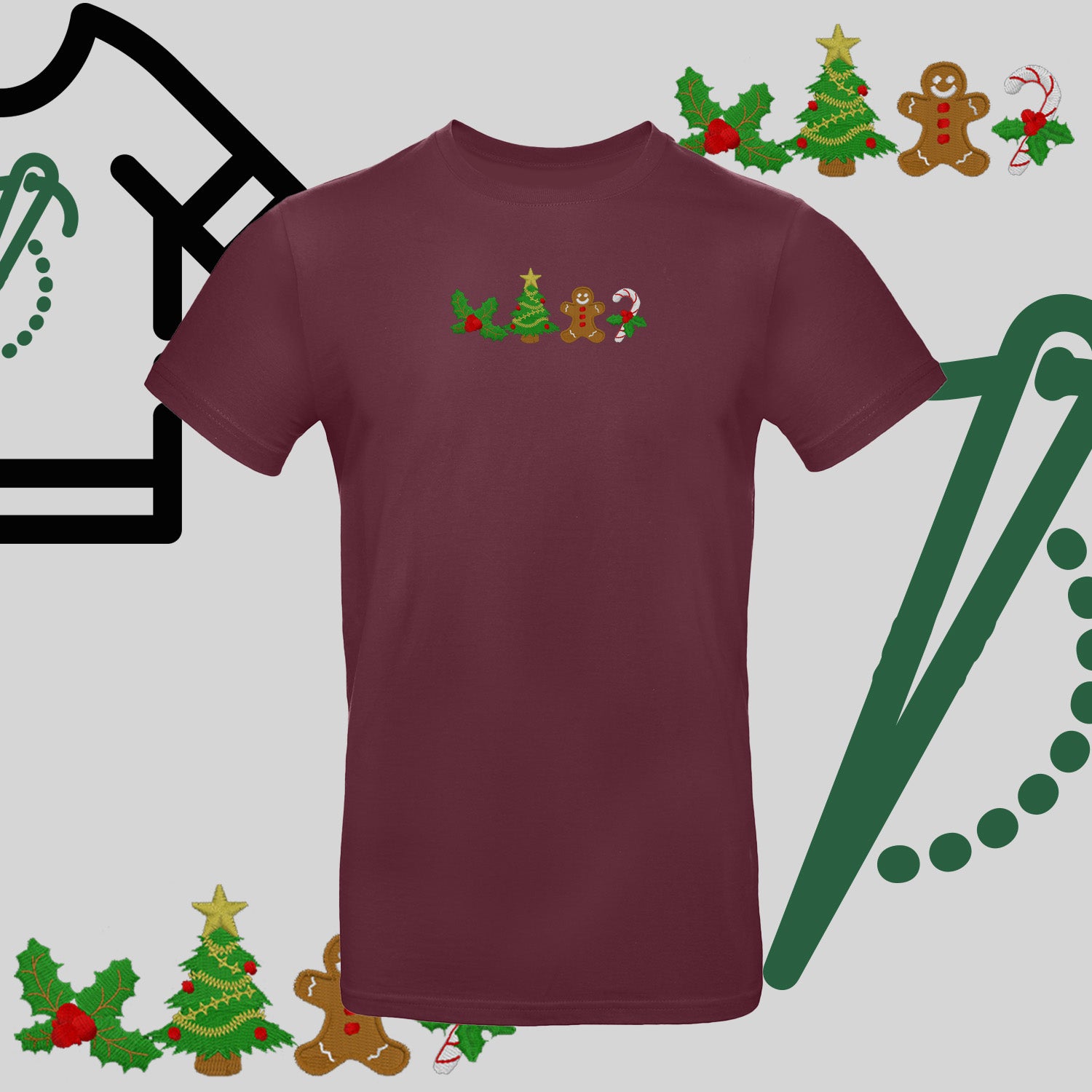 Koszulka unisex  "Ikony Świąteczne" – haft komputerowy, styl z pozytywnym przekazem