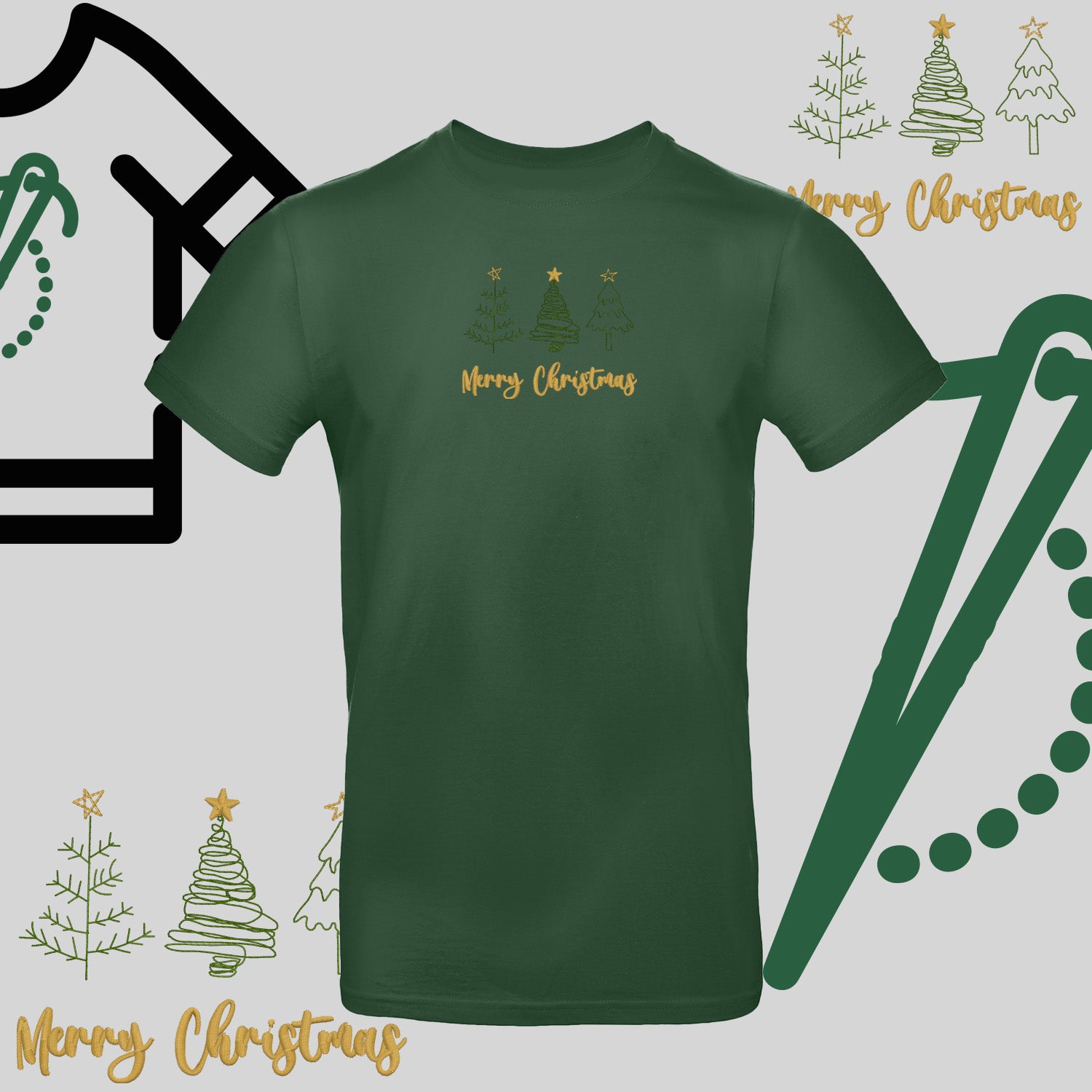 Koszulka unisex  "Trzy Choinki" – haft komputerowy, styl z pozytywnym przekazem