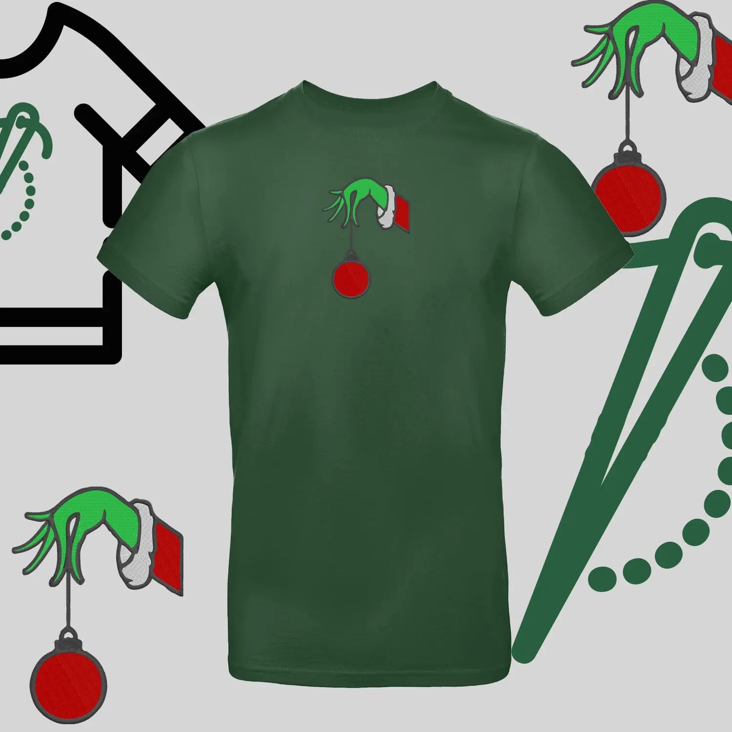 Koszulka unisex  "Grinch Bombka" – haft komputerowy, styl z pozytywnym przekazem Haft z radości