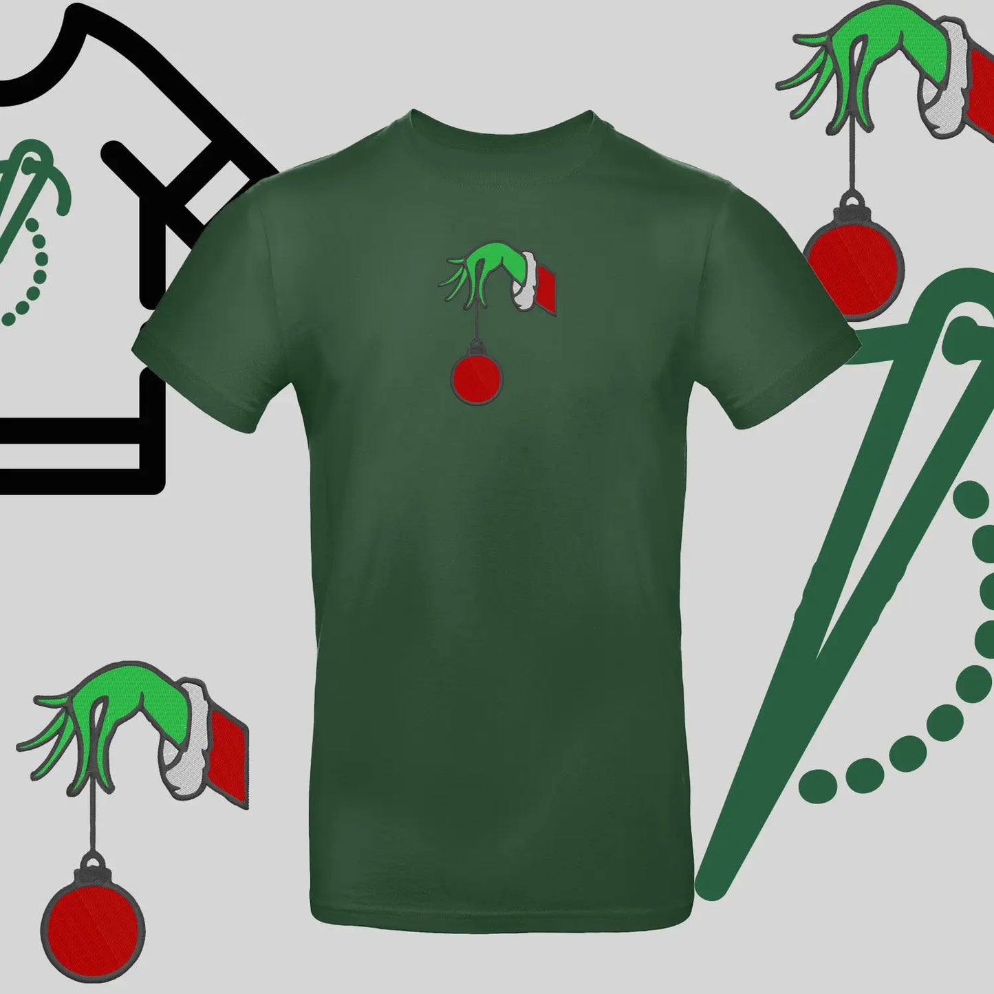 Koszulka unisex  "Grinch Bombka" – haft komputerowy, styl z pozytywnym przekazem Haft z radości