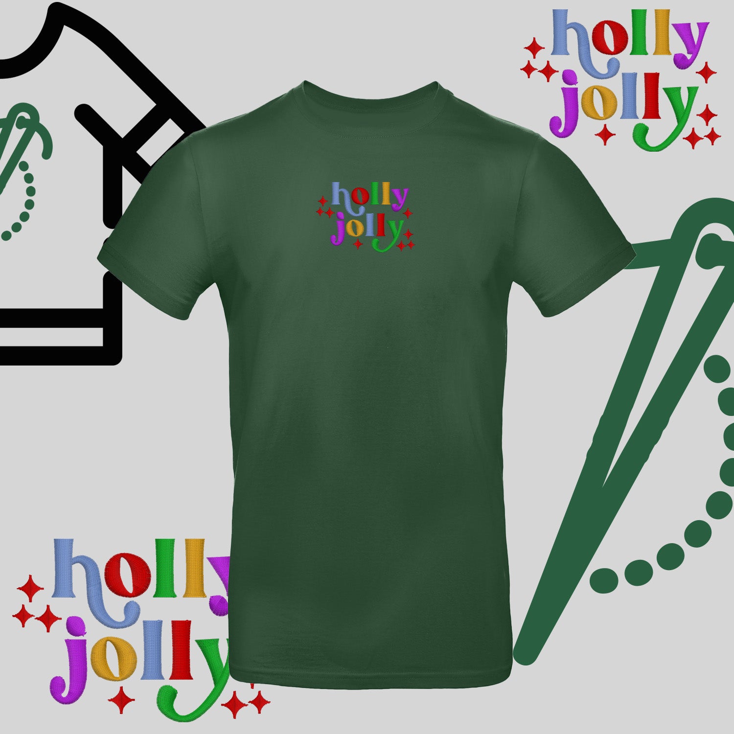 Koszulka unisex  "Holly Jolly" – haft komputerowy, styl z pozytywnym przekazem