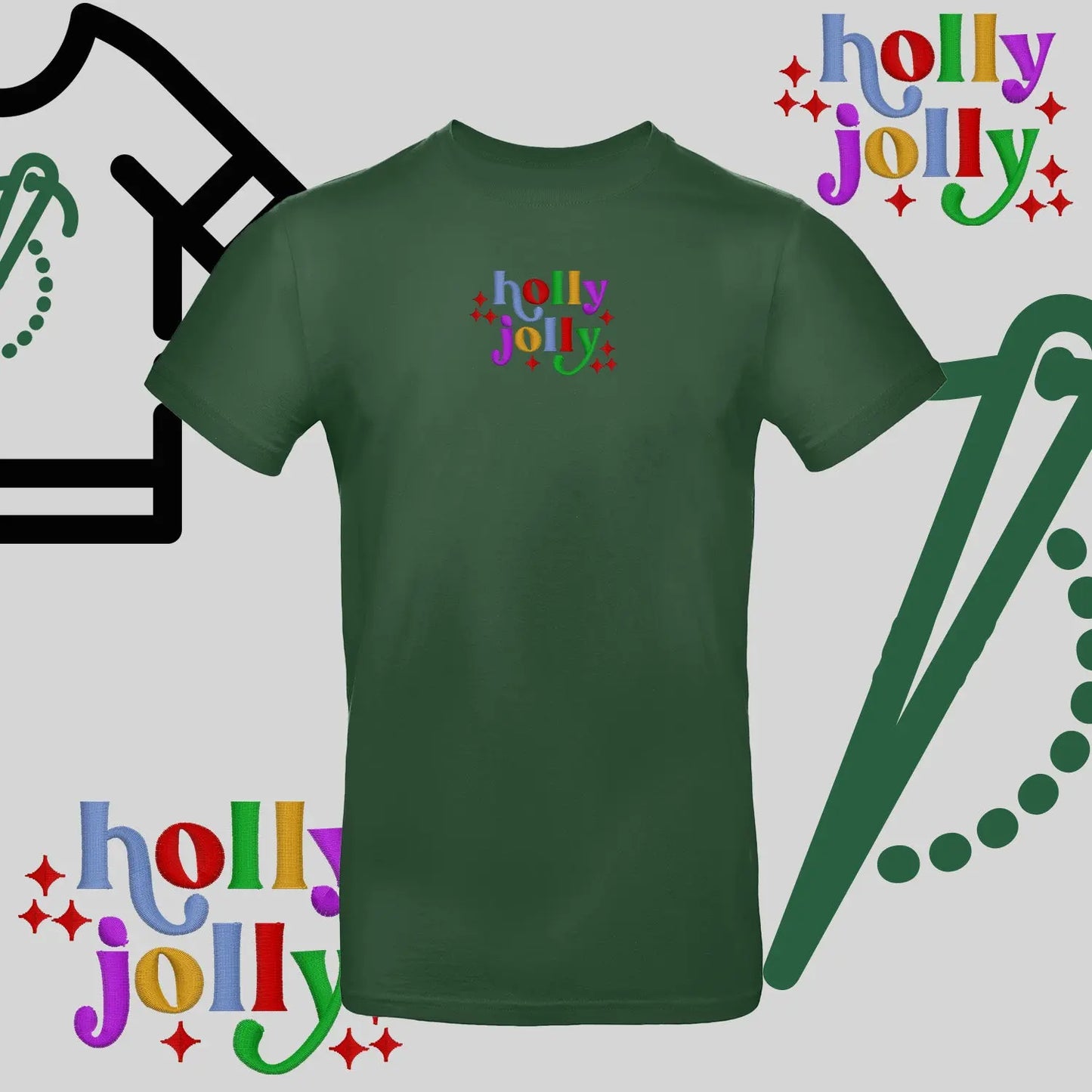 Koszulka unisex  "Holly Jolly" – haft komputerowy, styl z pozytywnym przekazem Haft z radości