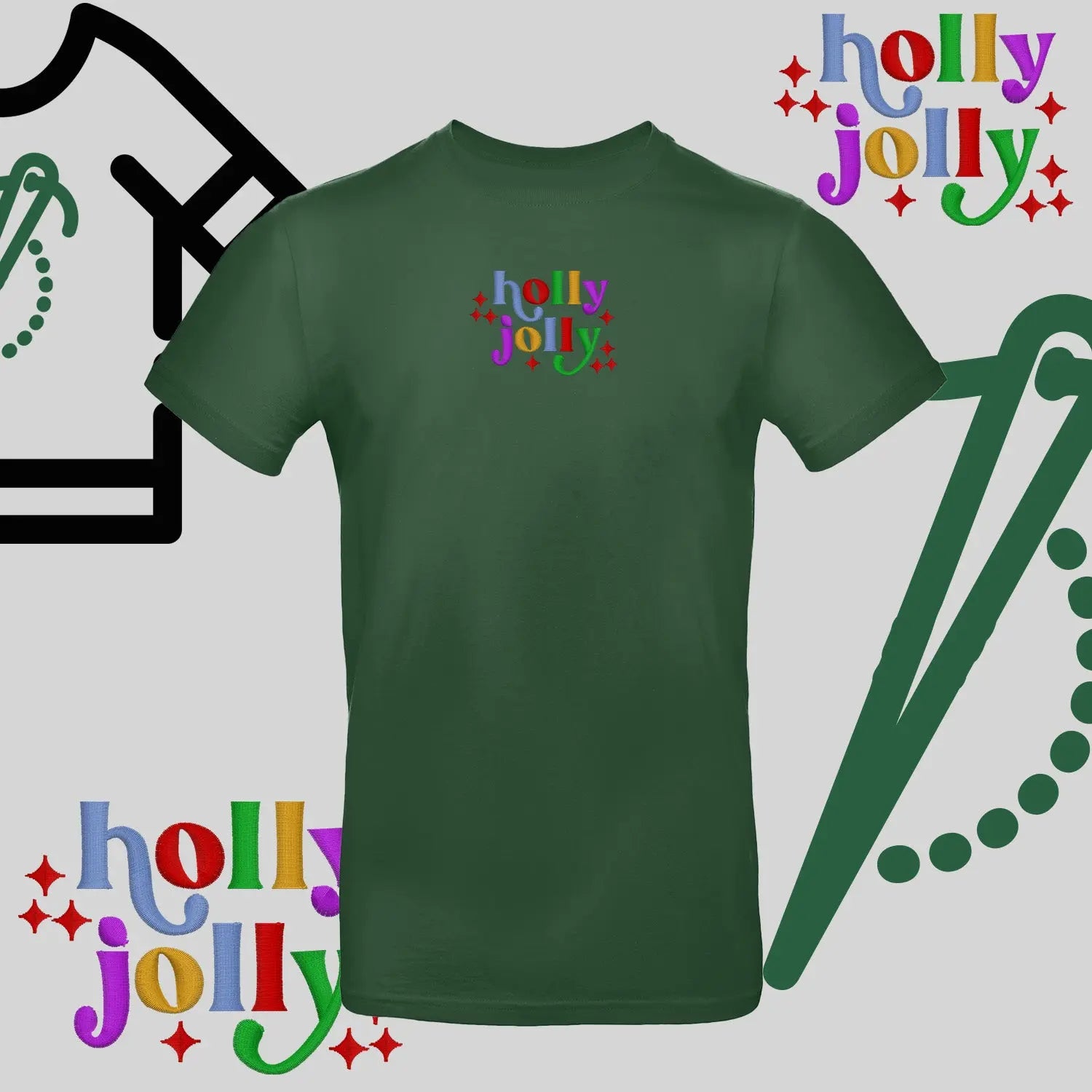 Koszulka unisex  "Holly Jolly" – haft komputerowy, styl z pozytywnym przekazem Haft z radości