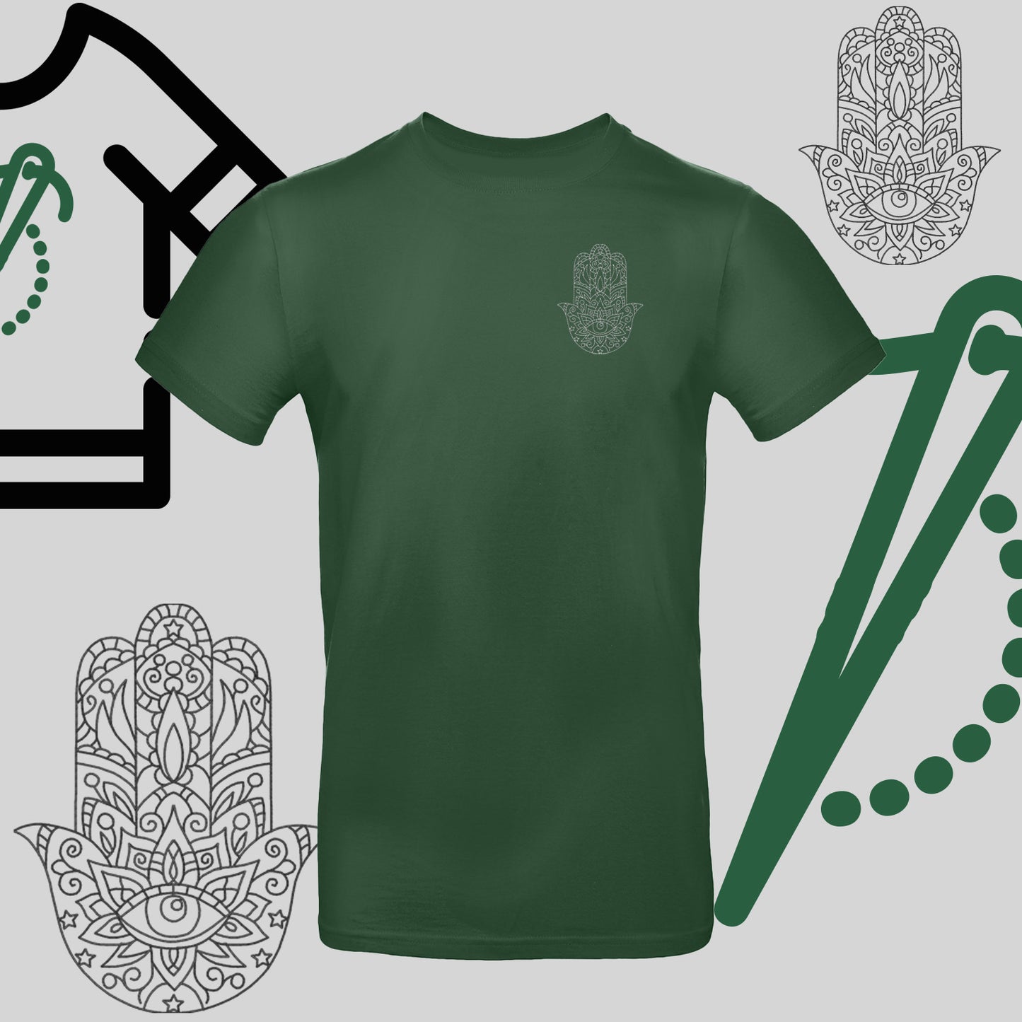 Koszulka unisex "Hamsa" – haft komputerowy, symbol ochrony i stylu