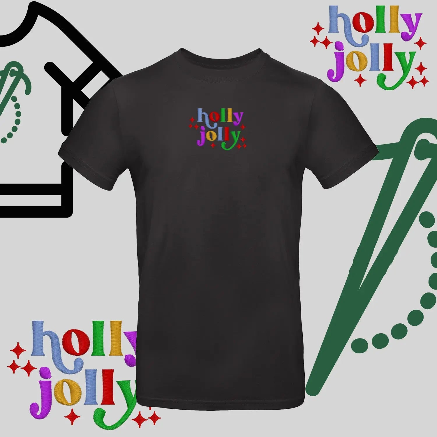 Koszulka unisex  "Holly Jolly" – haft komputerowy, styl z pozytywnym przekazem Haft z radości