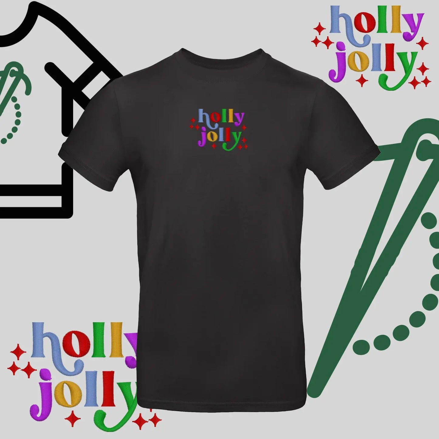 Koszulka unisex  "Holly Jolly" – haft komputerowy, styl z pozytywnym przekazem Haft z radości