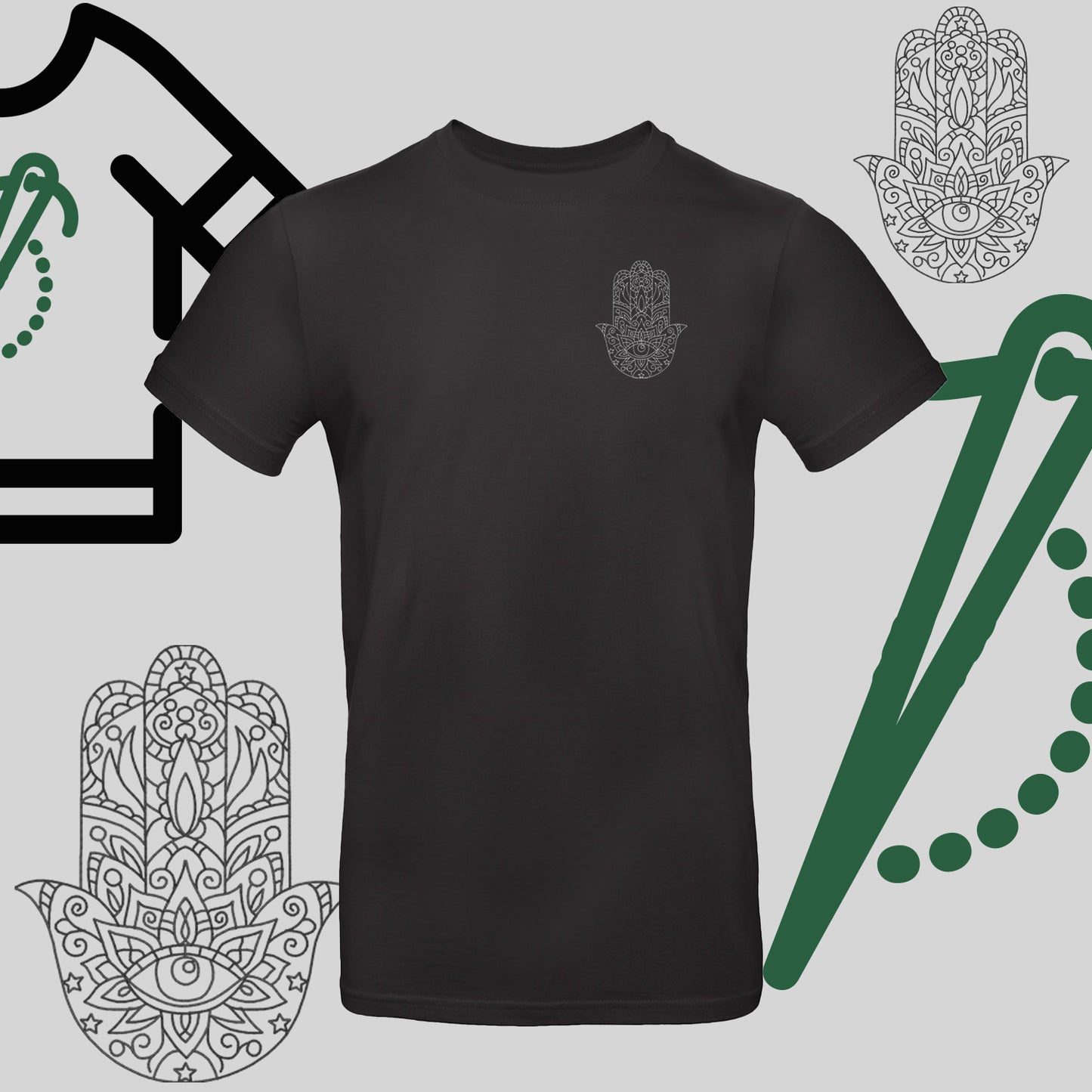 Koszulka unisex "Hamsa" – haft komputerowy, symbol ochrony i stylu