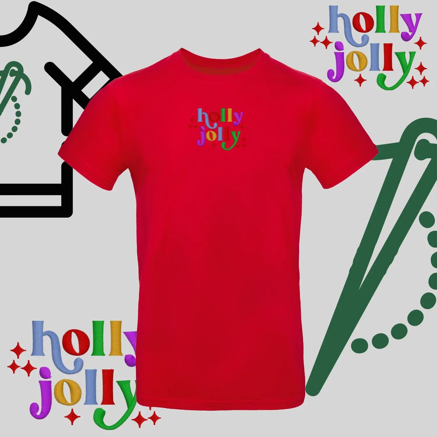 Koszulka unisex  "Holly Jolly" – haft komputerowy, styl z pozytywnym przekazem Haft z radości