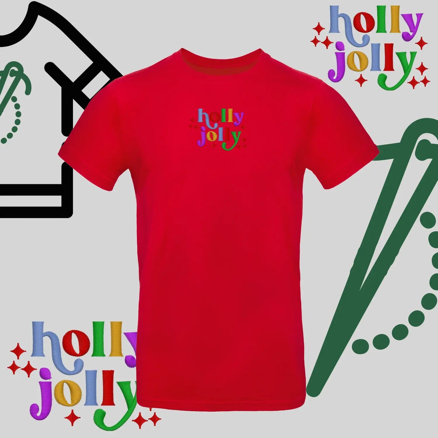 Koszulka unisex  "Holly Jolly" – haft komputerowy, styl z pozytywnym przekazem Haft z radości