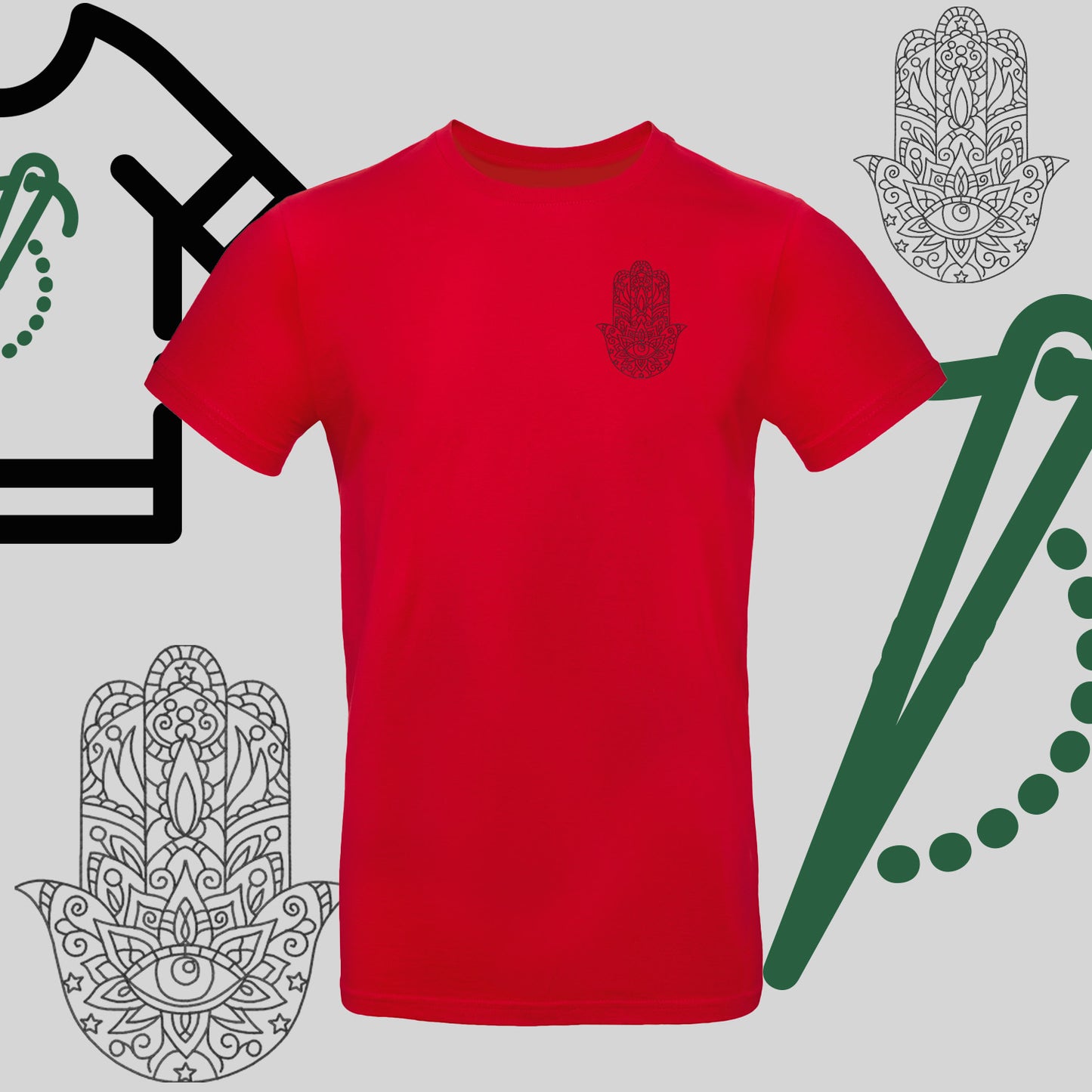 Koszulka unisex "Hamsa" – haft komputerowy, symbol ochrony i stylu