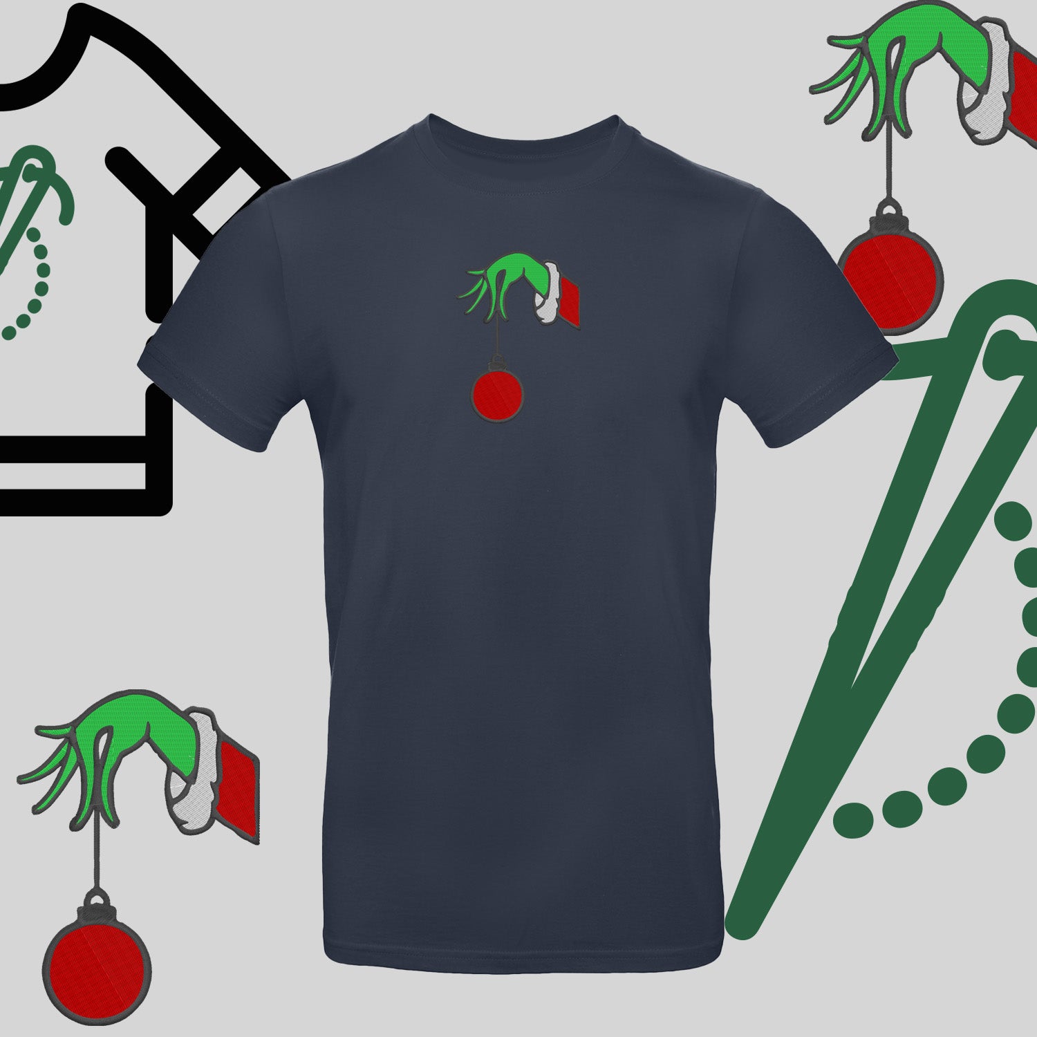 Koszulka unisex  "Grinch Bombka" – haft komputerowy, styl z pozytywnym przekazem