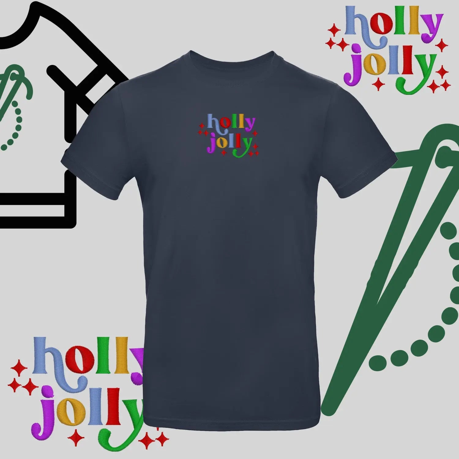 Koszulka unisex  "Holly Jolly" – haft komputerowy, styl z pozytywnym przekazem Haft z radości