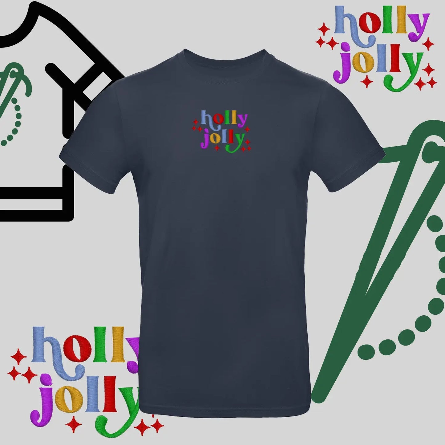 Koszulka unisex  "Holly Jolly" – haft komputerowy, styl z pozytywnym przekazem Haft z radości