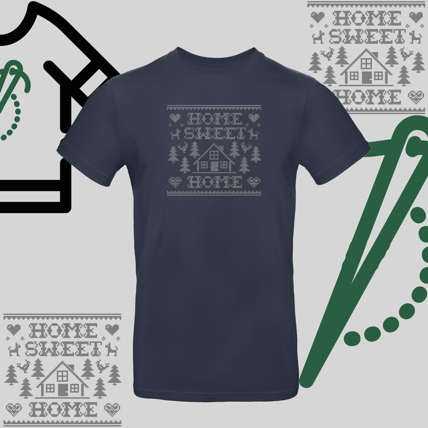 Koszulka unisex  "Home Sweet Home" – haft komputerowy, styl z pozytywnym przekazem