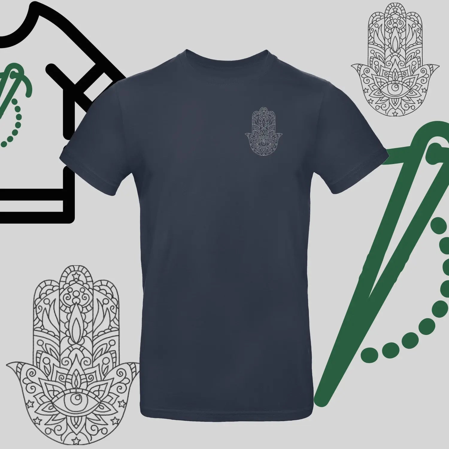 Koszulka unisex "Hamsa" – haft komputerowy, symbol ochrony i stylu Haft z radości
