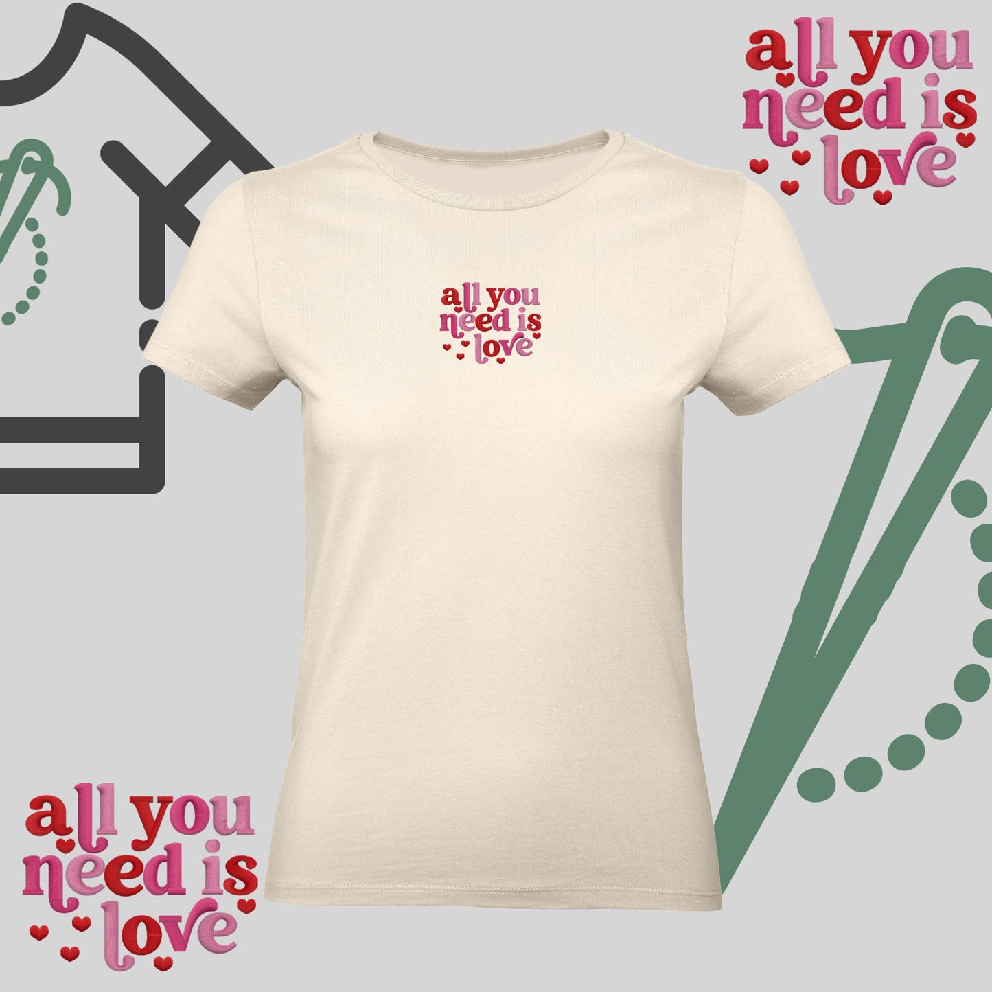 Koszulka damska z haftem „All You Need Is Love"