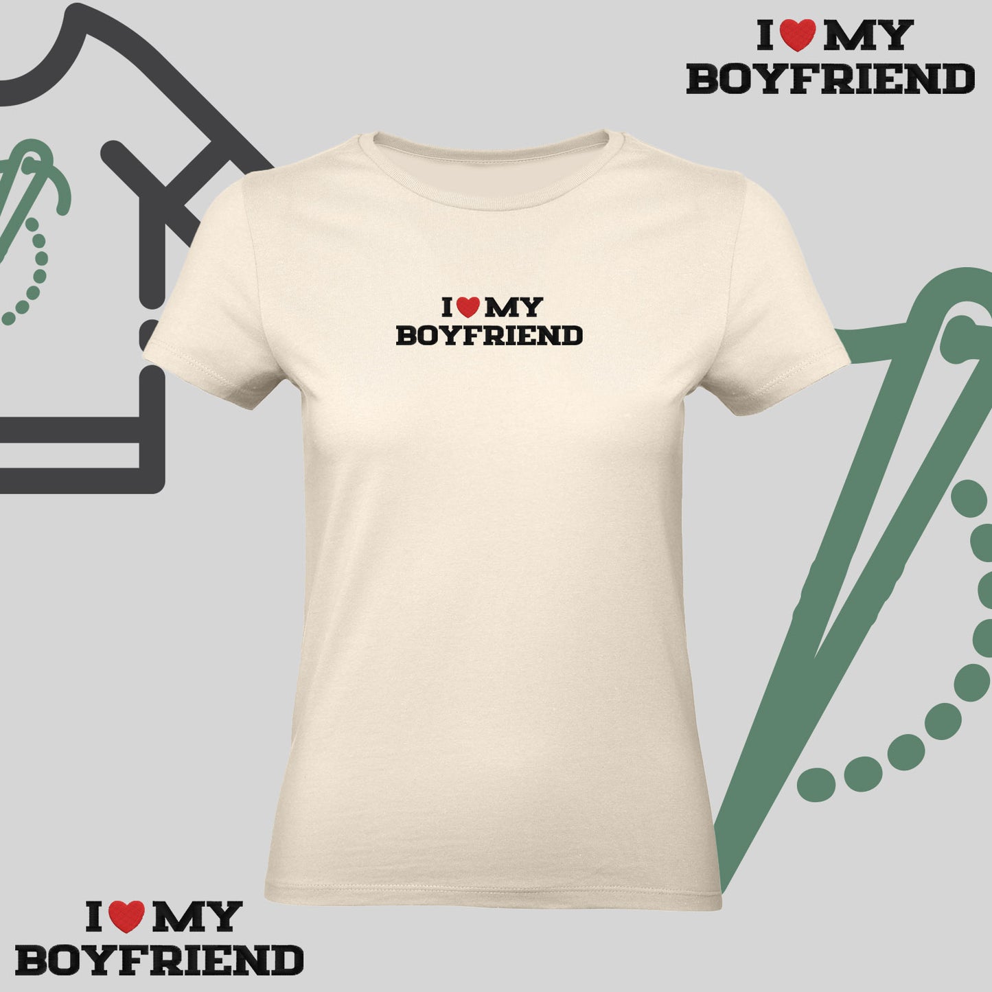 Koszulka damska z haftem „I❤️ MY BOYFRIEND"