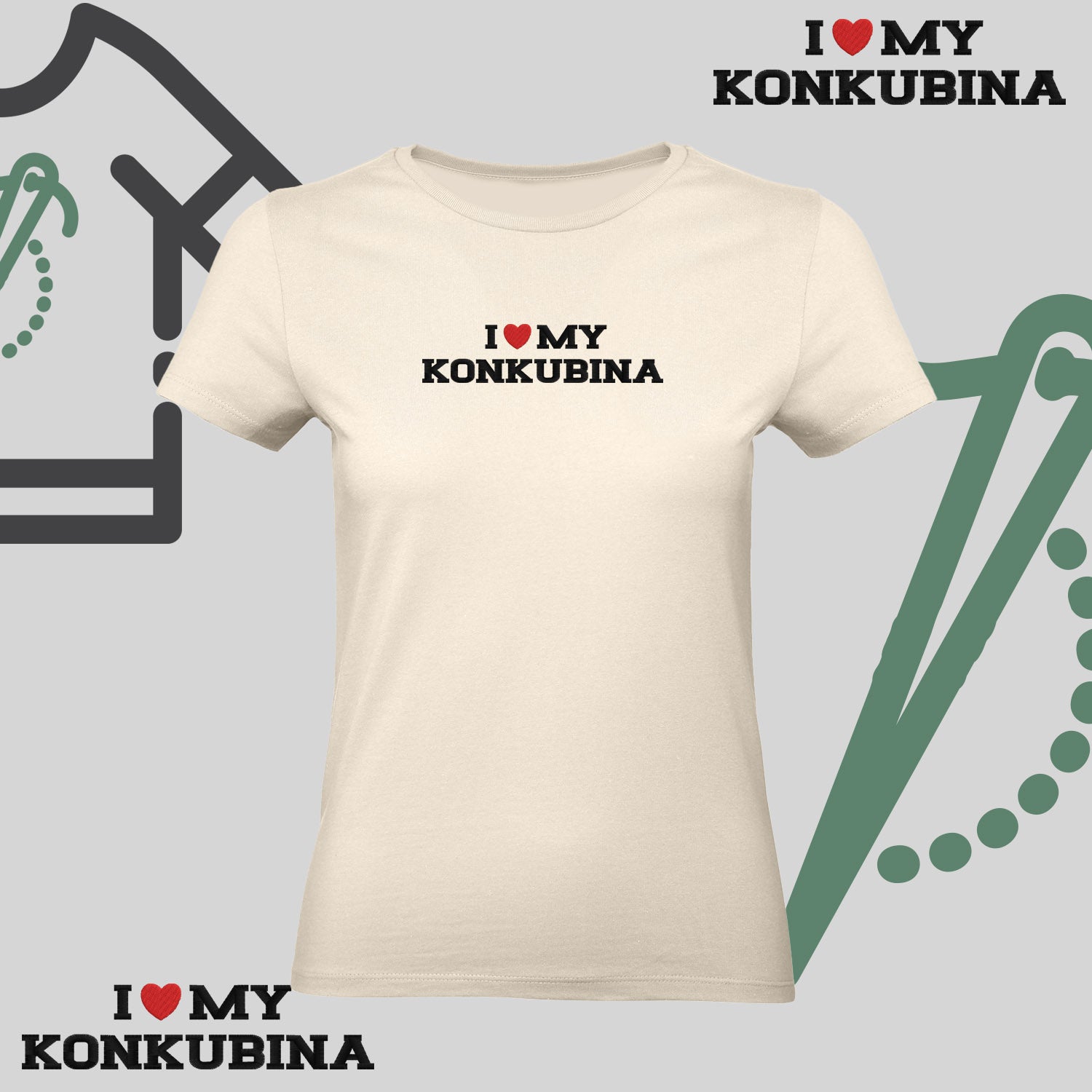 Koszulka damska z haftem „I❤️ MY KONKUBINA