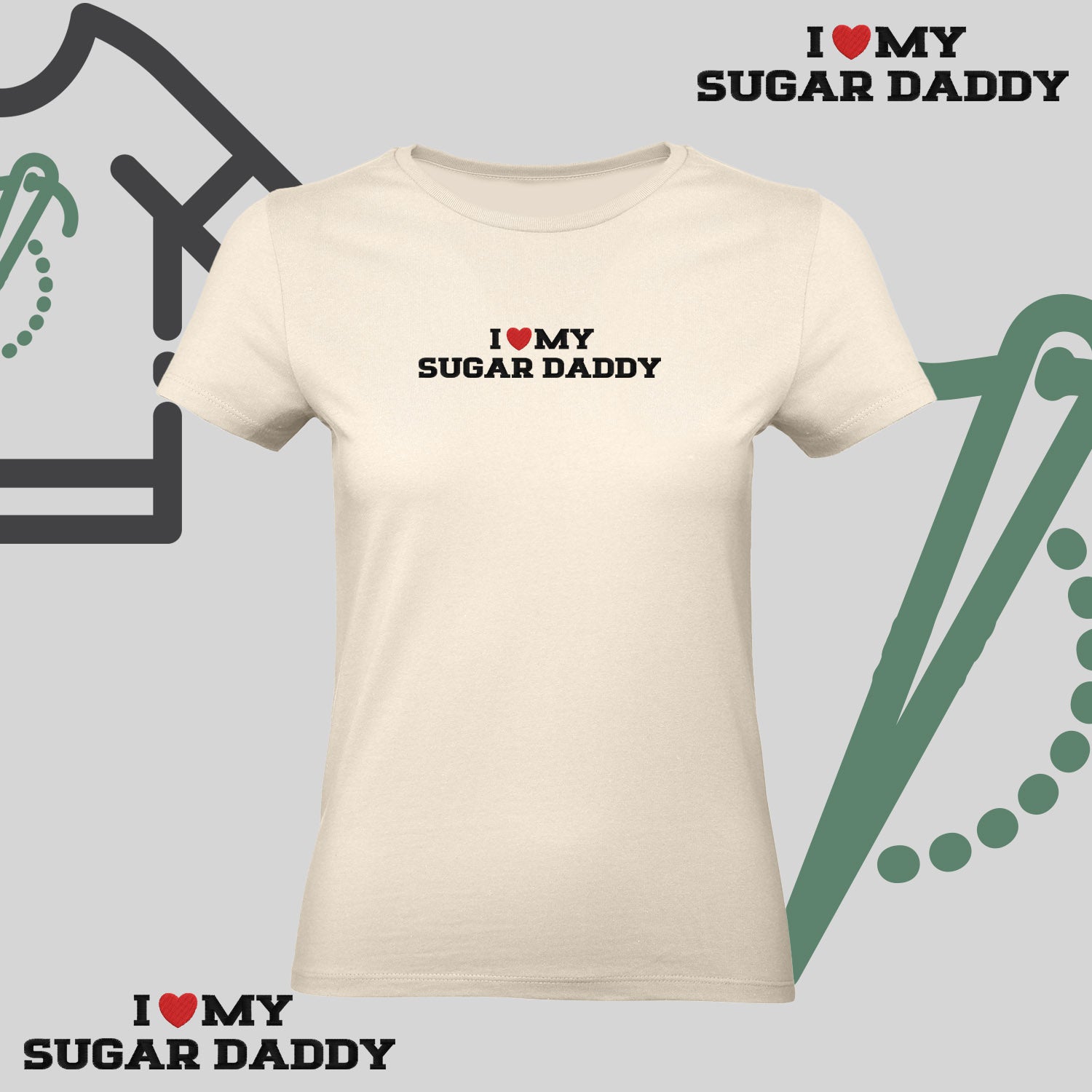 Koszulka damska z haftem „I❤️ MY SUGAR DADDY