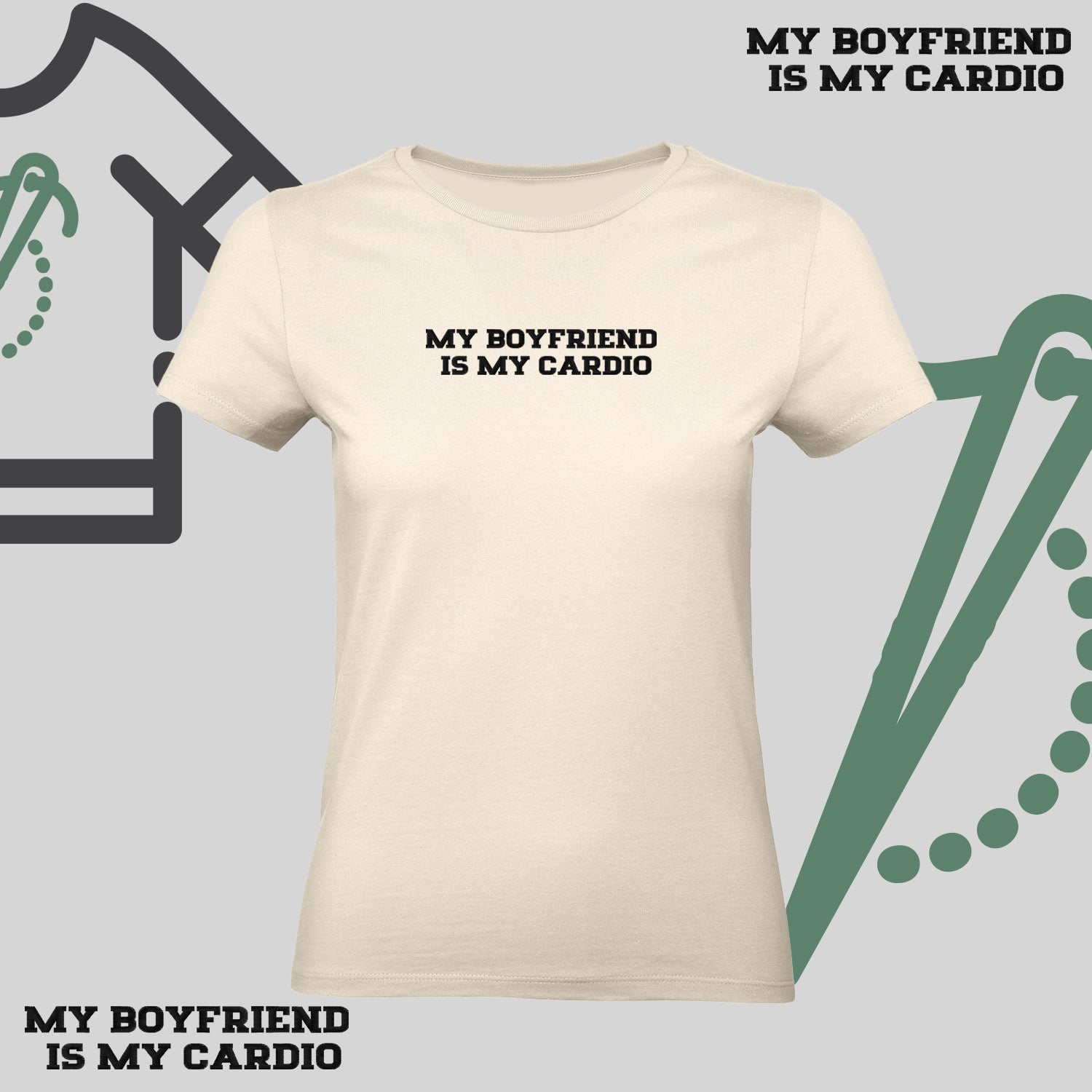 Koszulka damska z haftem „My boyfriend is my cardio