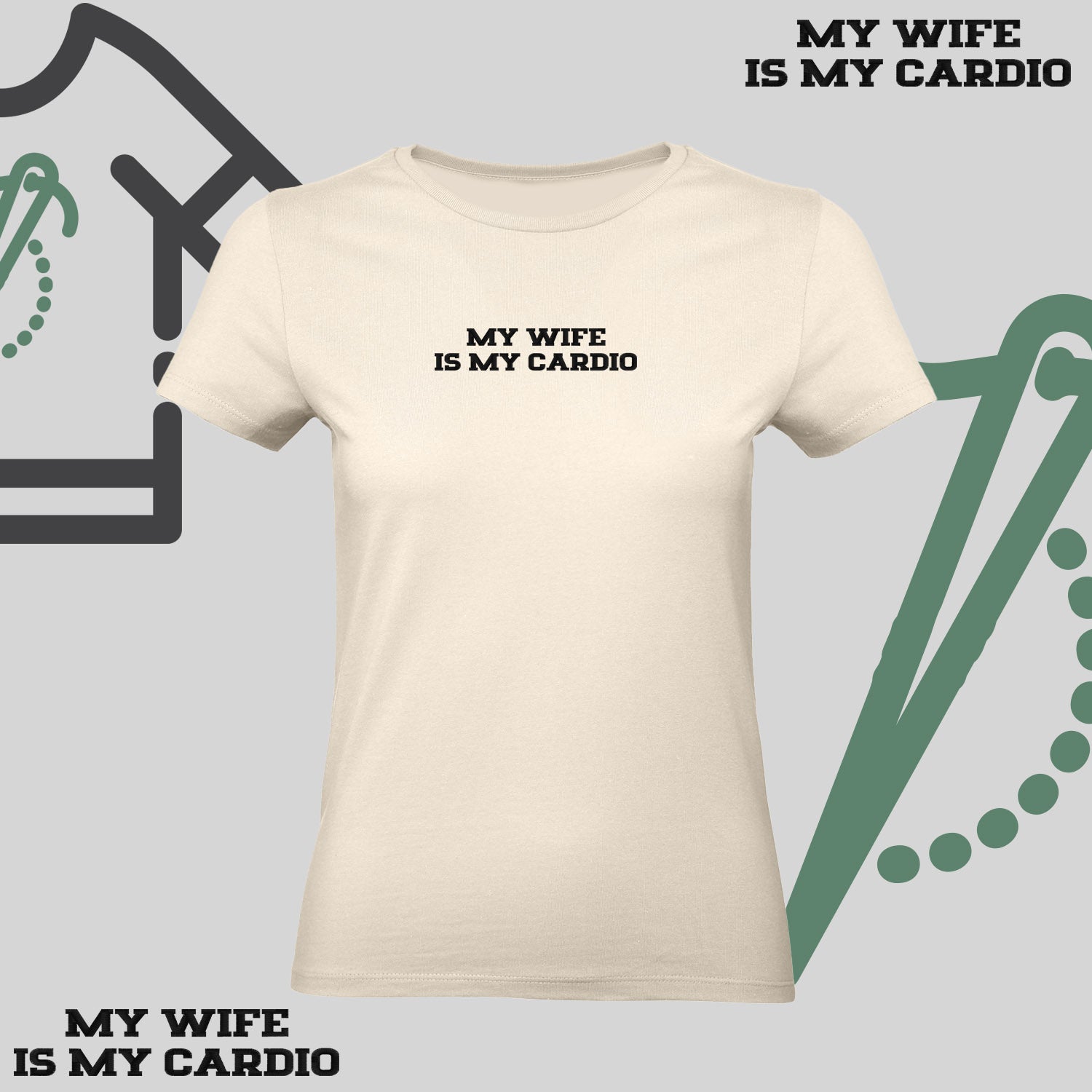 Koszulka damska z haftem „MY WIFE IS MY CARDIO