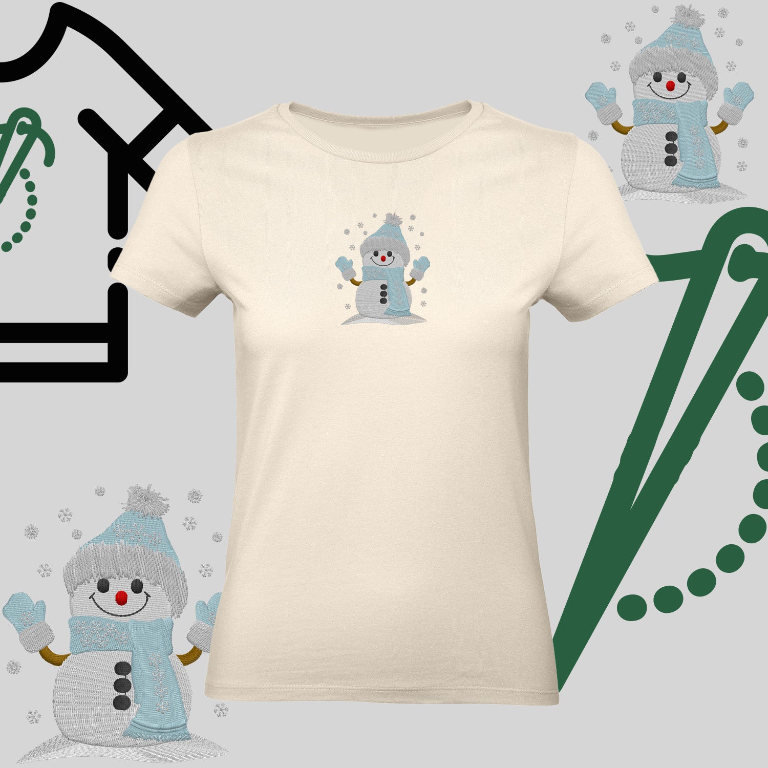 Koszulka damska  "Bałwanek" – haft komputerowy, styl z pozytywnym przekazem