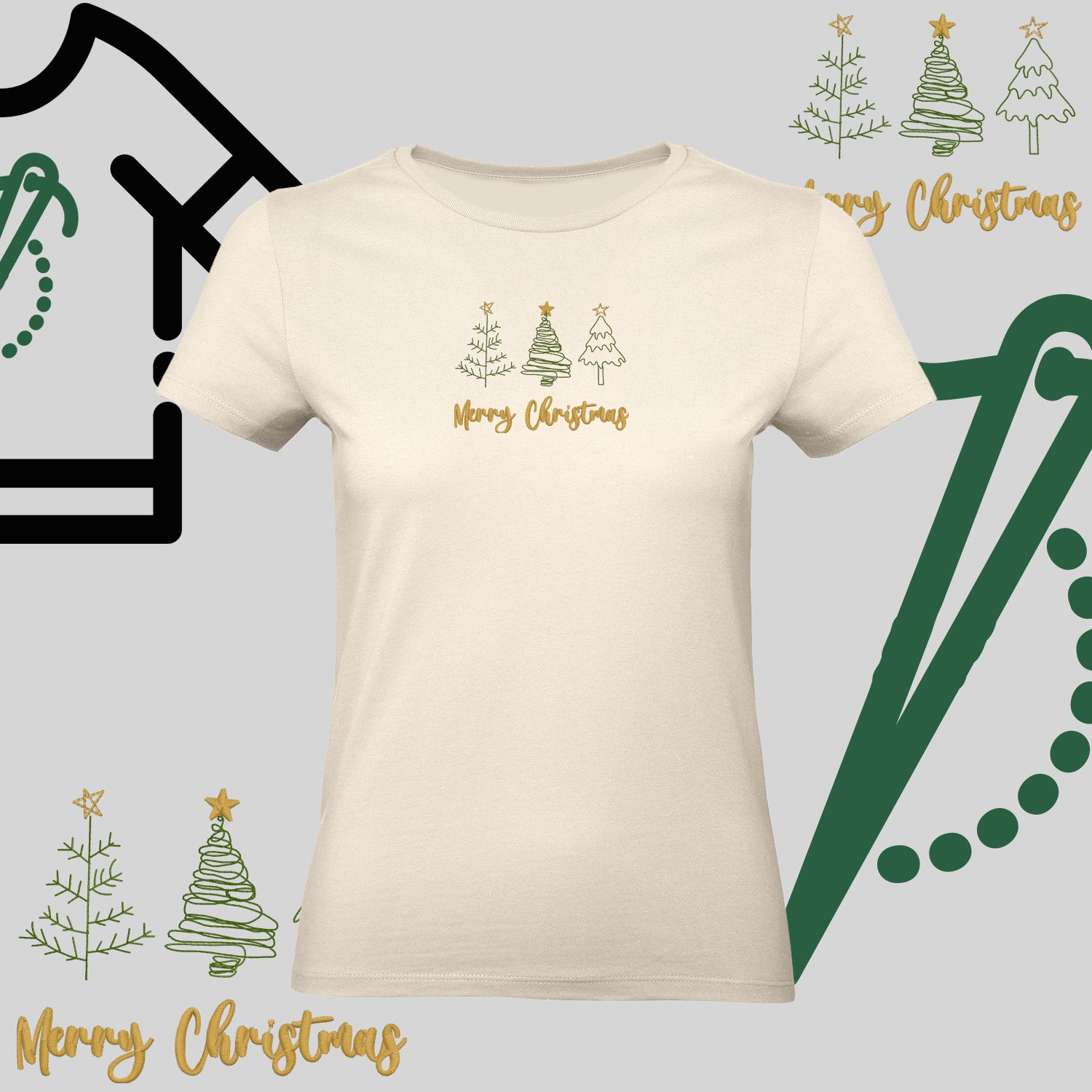 Koszulka damska  "Trzy Choinki" – haft komputerowy, styl z pozytywnym przekazem