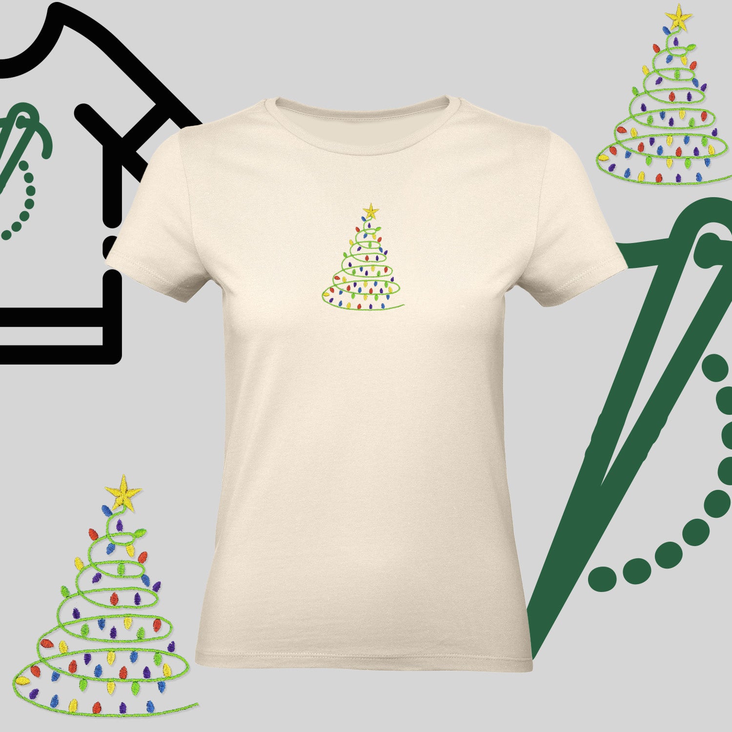 Koszulka damska  "Choinka" – haft komputerowy, styl z pozytywnym przekazem