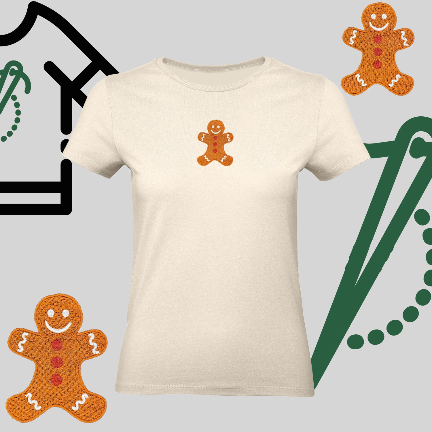 Koszulka damska  "Ciastek" – haft komputerowy, styl z pozytywnym przekazem