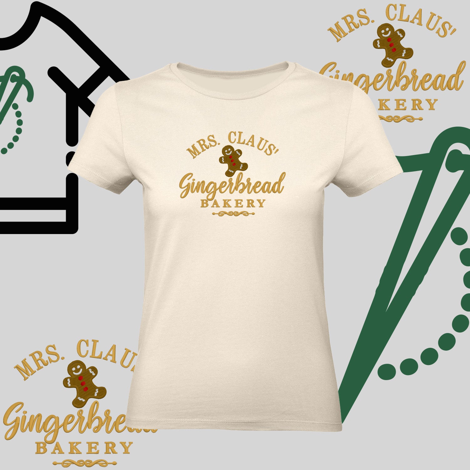 Koszulka damska  "Gingerbread" – haft komputerowy, styl z pozytywnym przekazem
