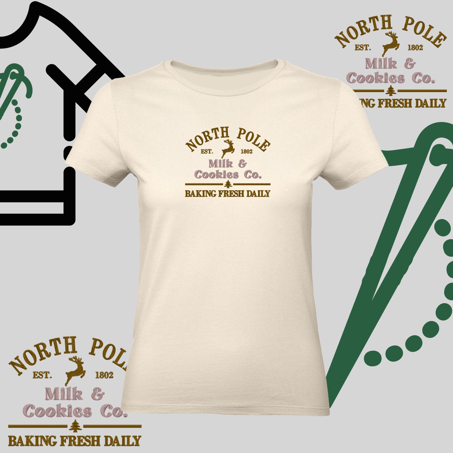 Koszulka damska  "Northe Pole" – haft komputerowy, styl z pozytywnym przekazem