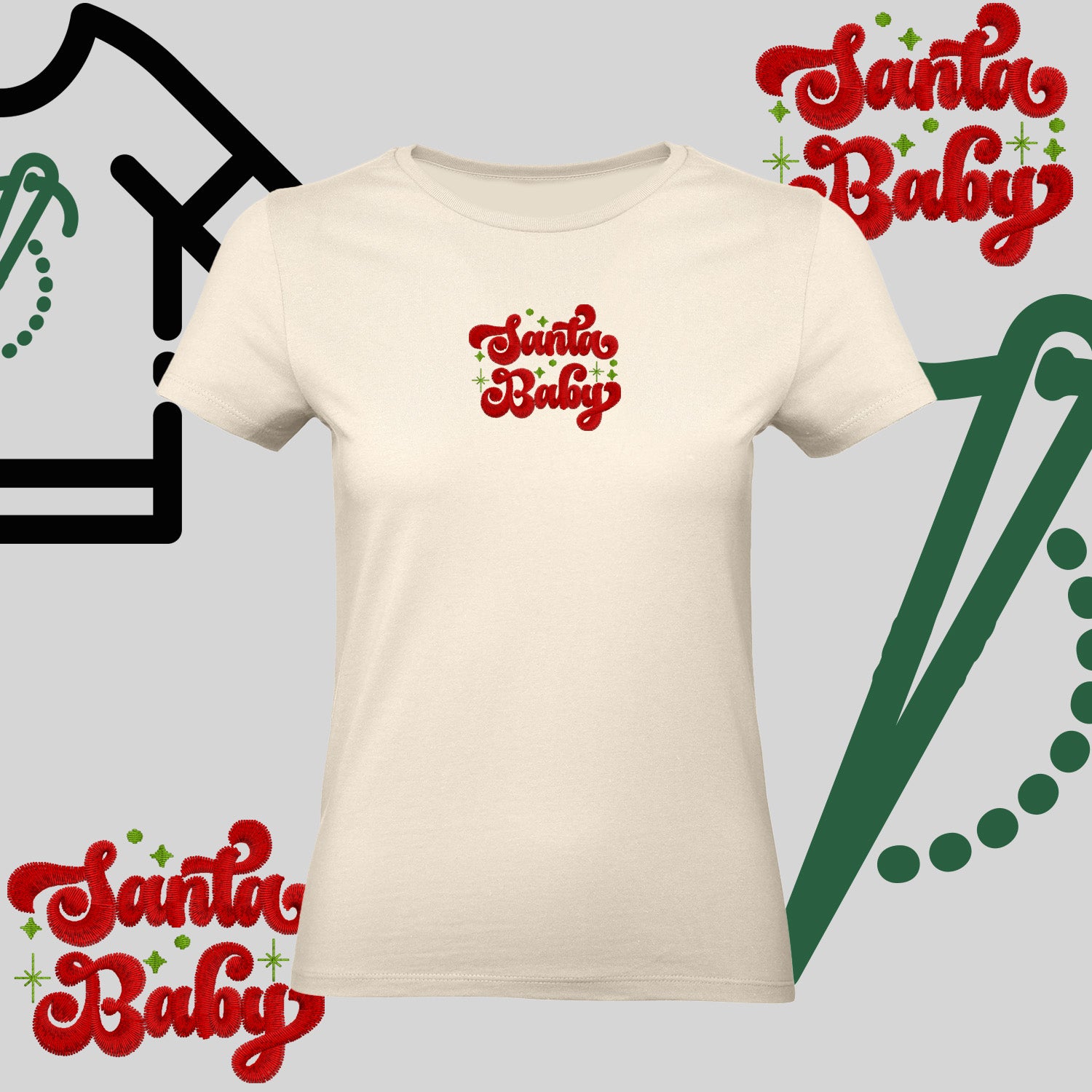 Koszulka damska  "Santa Baby" – haft komputerowy, styl z pozytywnym przekazem