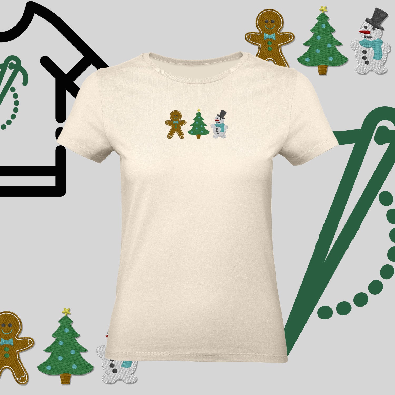 Koszulka damska  "Świąteczna Gromada" – haft komputerowy, styl z pozytywnym przekazem
