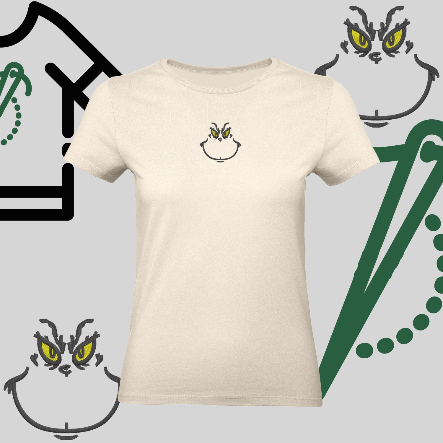 Koszulka damska  "Grinch" – haft komputerowy, styl z pozytywnym przekazem