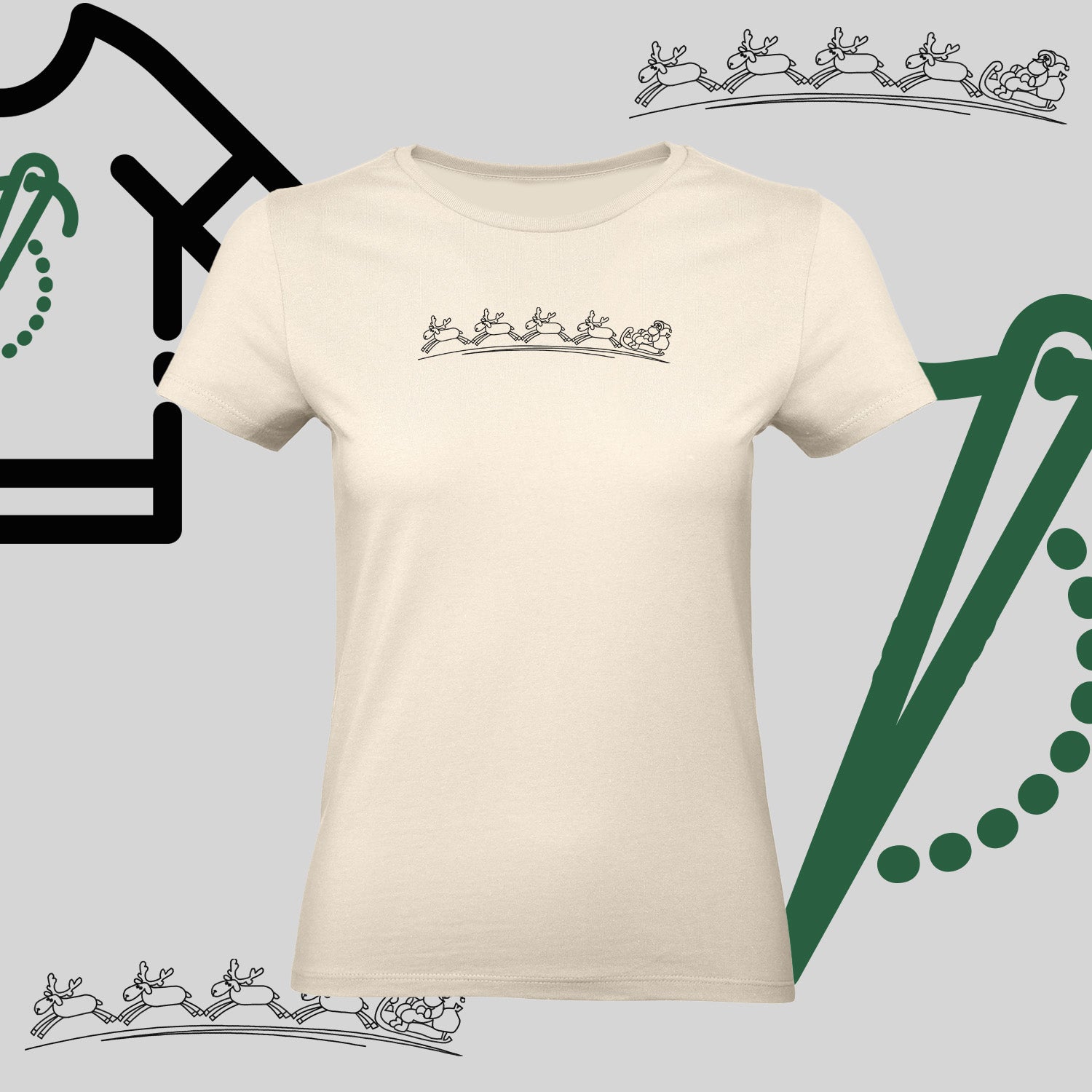 Koszulka damska  "Zaprzęg Świąteczny" – haft komputerowy, styl z pozytywnym przekazem