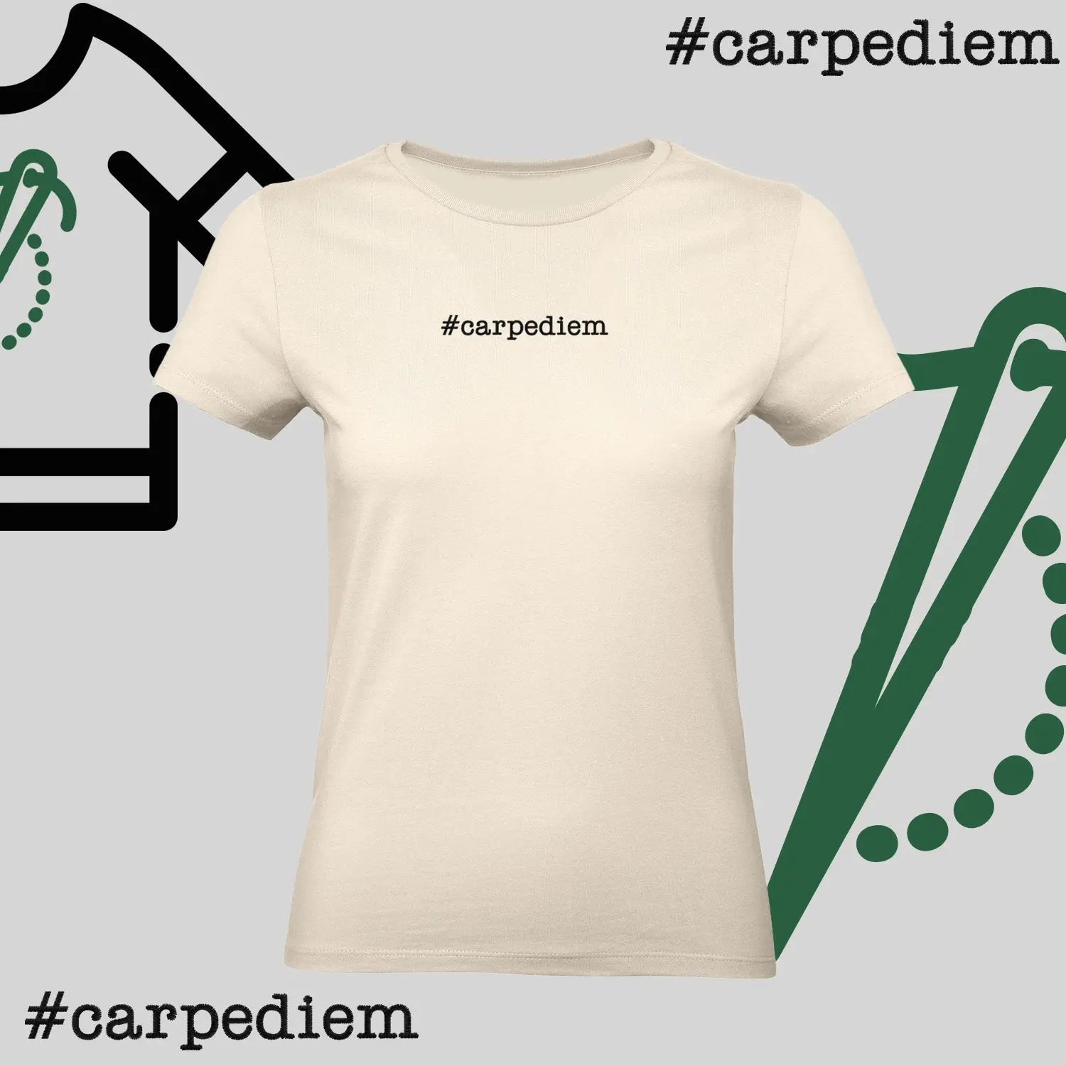 Koszulka damska "#carpediem" – haft komputerowy, styl z przesłaniem Haft z radości