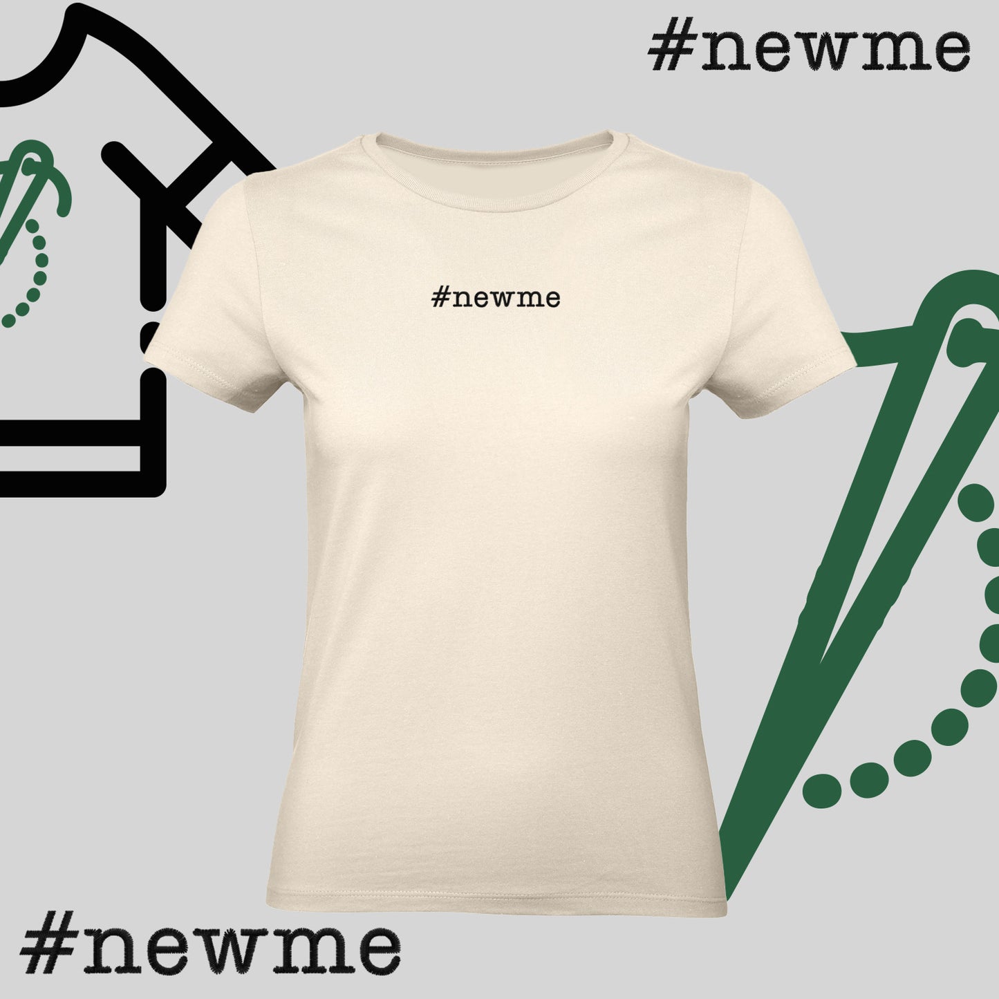 Koszulka damska "#newme" – haft komputerowy, motywacja i nowy styl