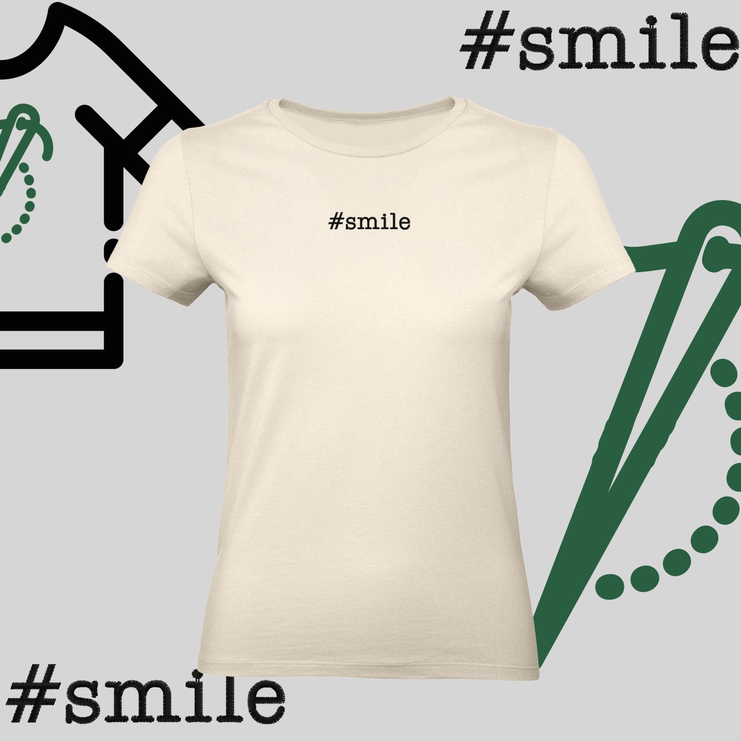 Koszulka damska "#SMILE" – haft komputerowy, pozytywny styl na co dzień