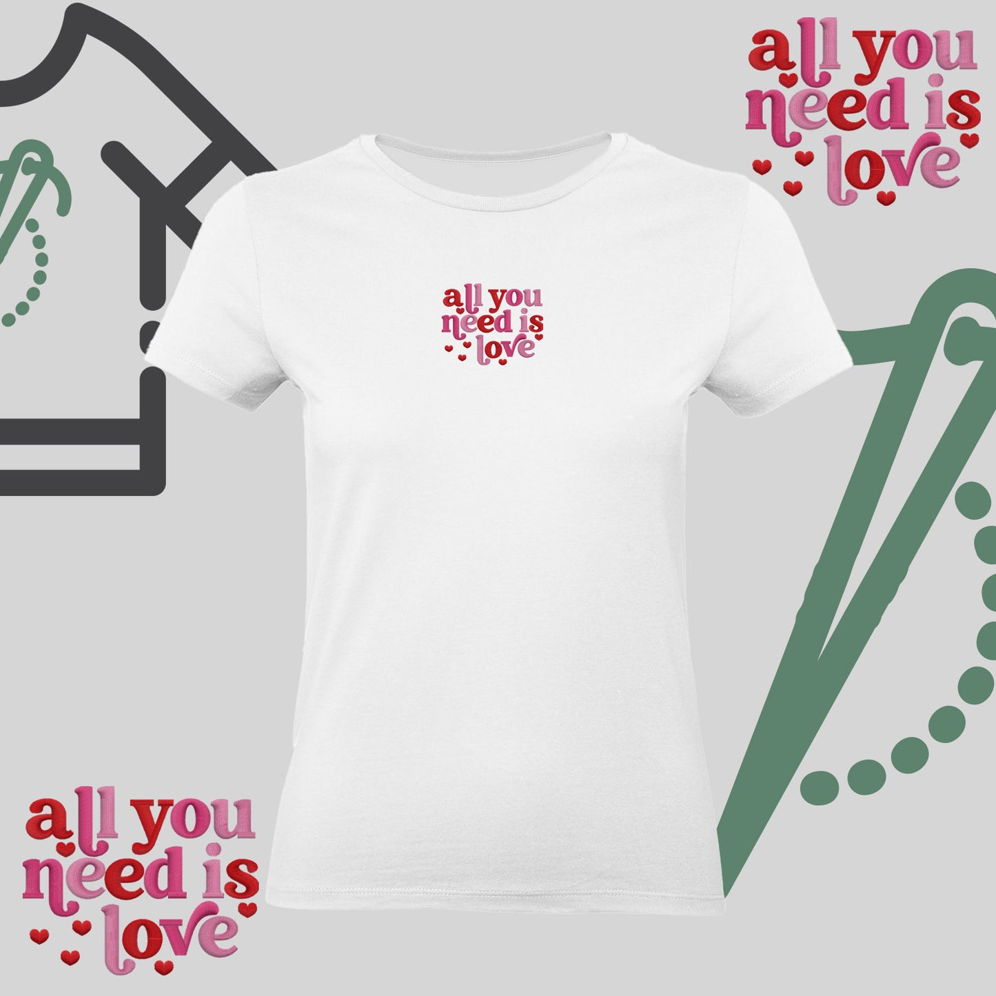 Koszulka damska z haftem „All You Need Is Love"