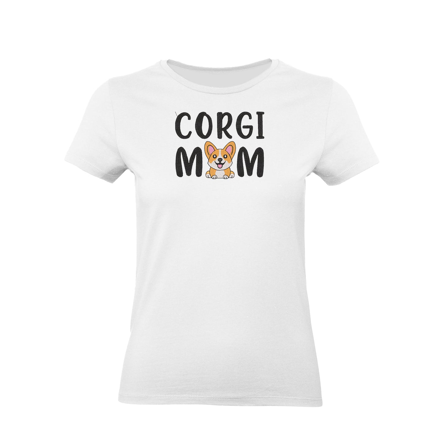 Koszulka Corgi Mom – Haft komputerowy | Damska, Unisex, Oversize Haft z radości - nadruki i haft na odzieży Warszawa