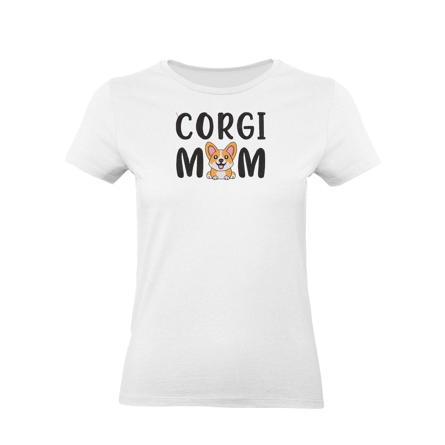 Koszulka Corgi Mom – Haft komputerowy | Damska, Unisex, Oversize Haft z radości - nadruki i haft na odzieży Warszawa