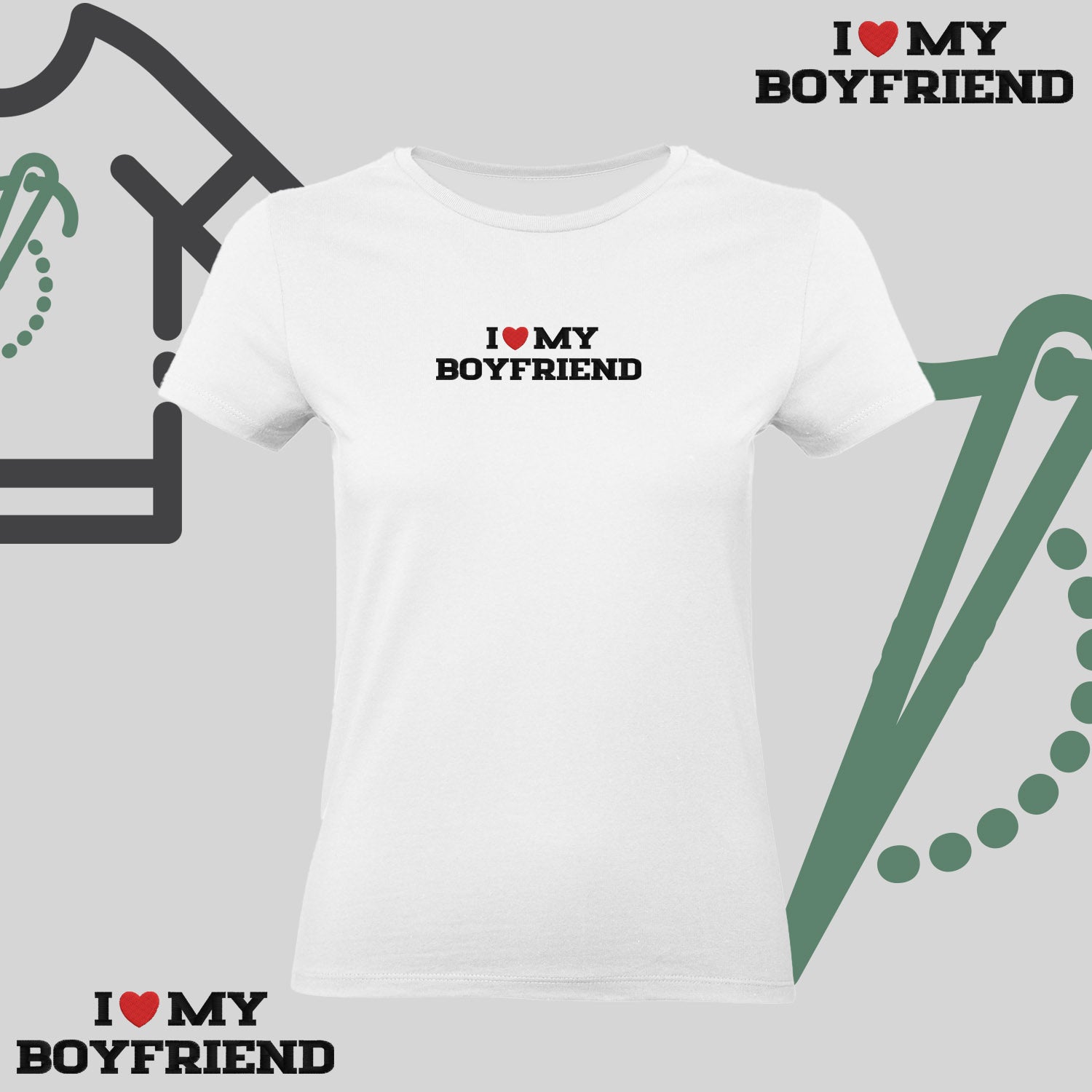 Koszulka damska z haftem „I❤️ MY BOYFRIEND