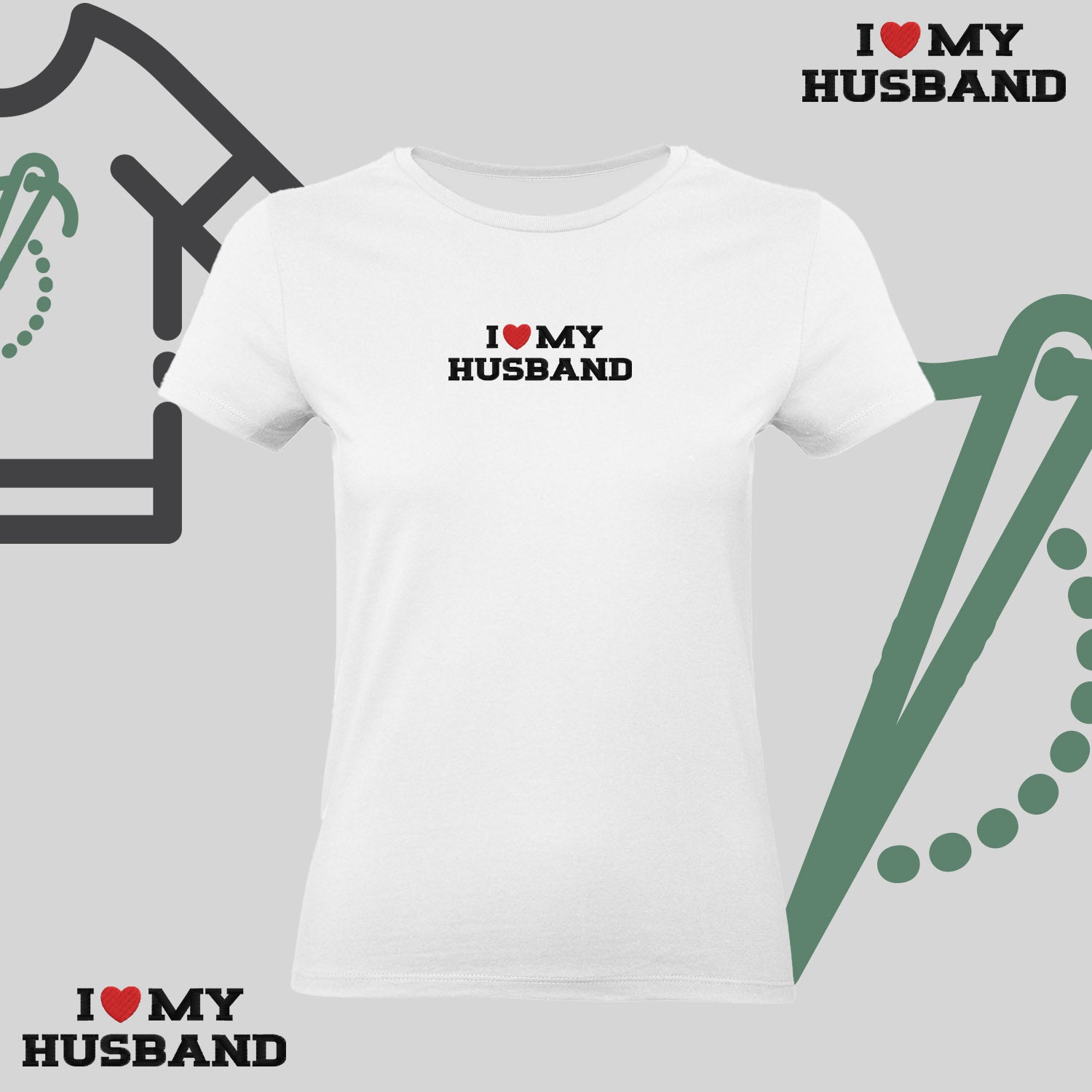 Koszulka damska z haftem „I❤️ MY HUSBAND