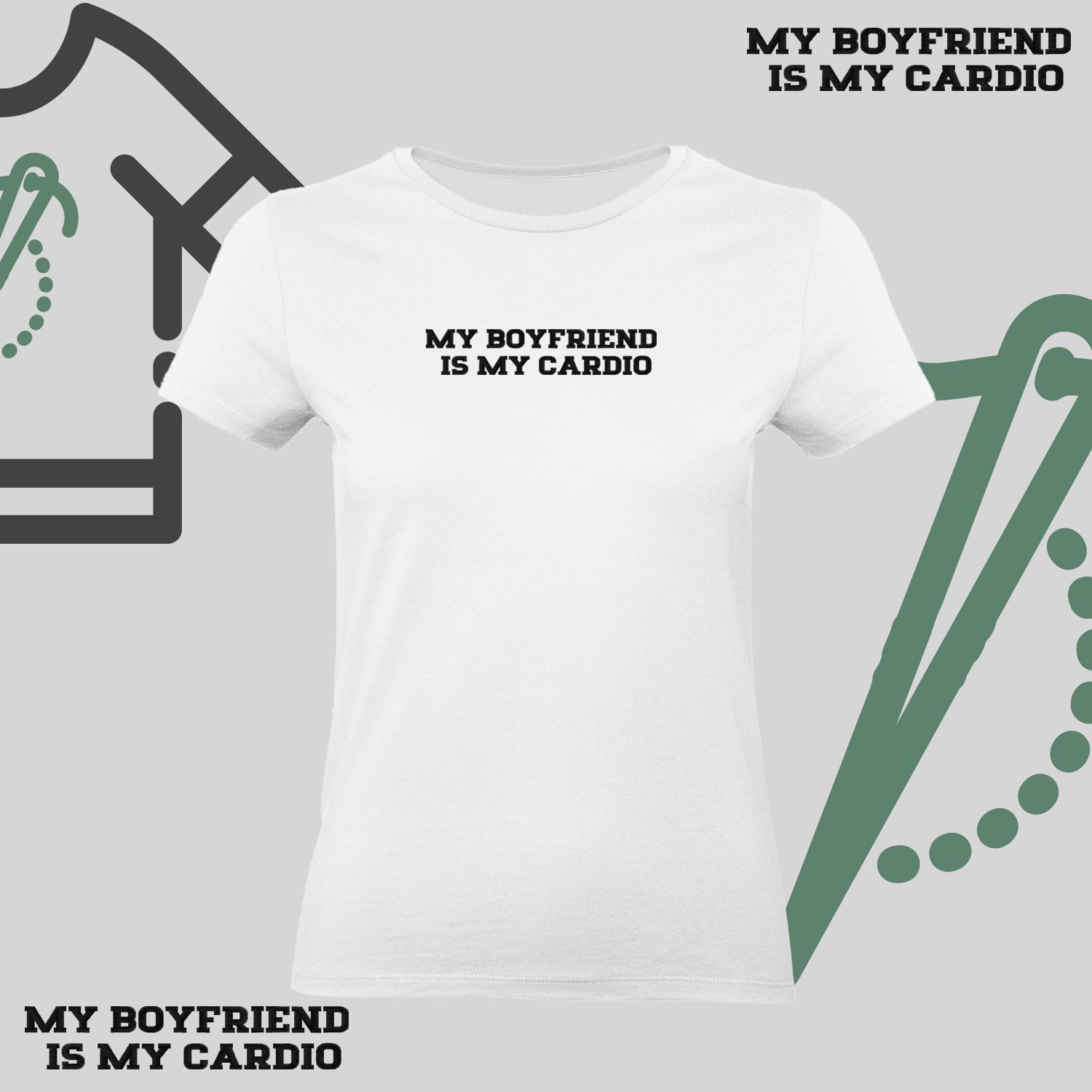 Koszulka damska z haftem „My boyfriend is my cardio