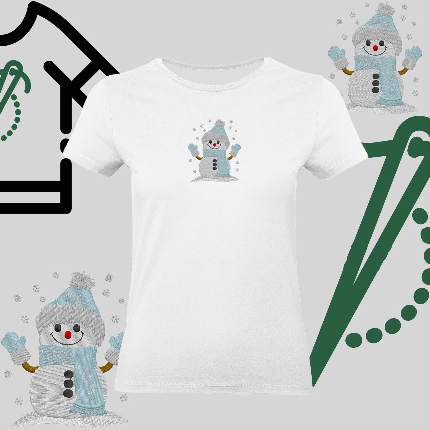 Koszulka damska  "Bałwanek" – haft komputerowy, styl z pozytywnym przekazem