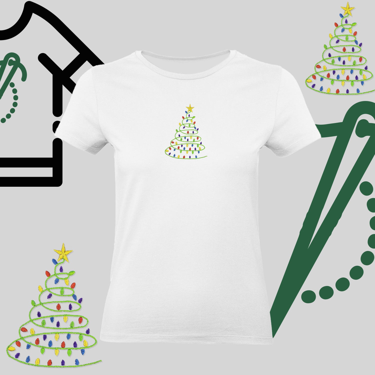 Koszulka damska  "Choinka" – haft komputerowy, styl z pozytywnym przekazem