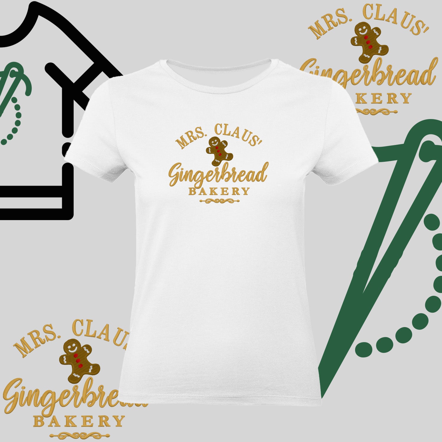 Koszulka damska  "Gingerbread" – haft komputerowy, styl z pozytywnym przekazem
