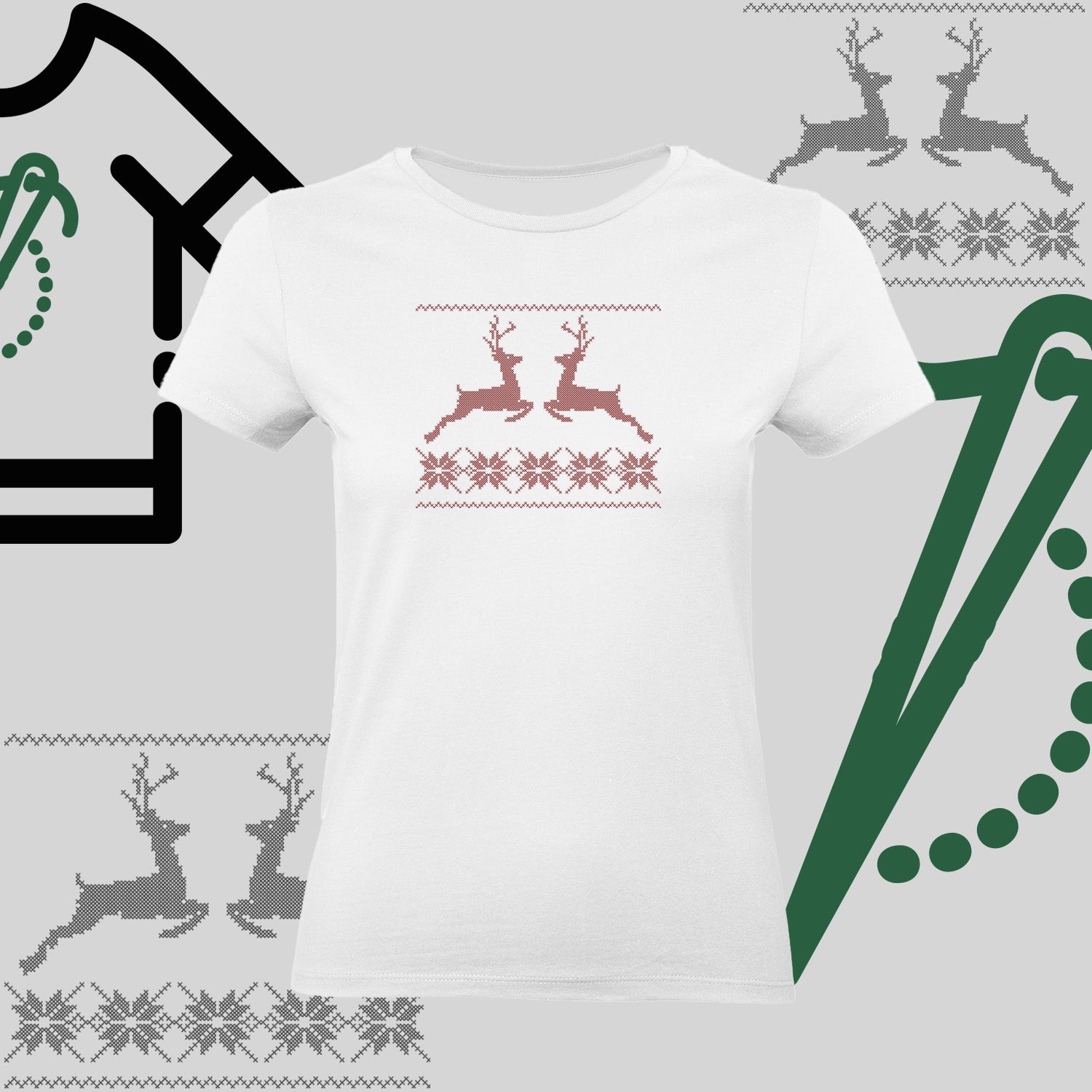 Koszulka damska  "Renifer Christmas" – haft komputerowy, styl z pozytywnym przekazem