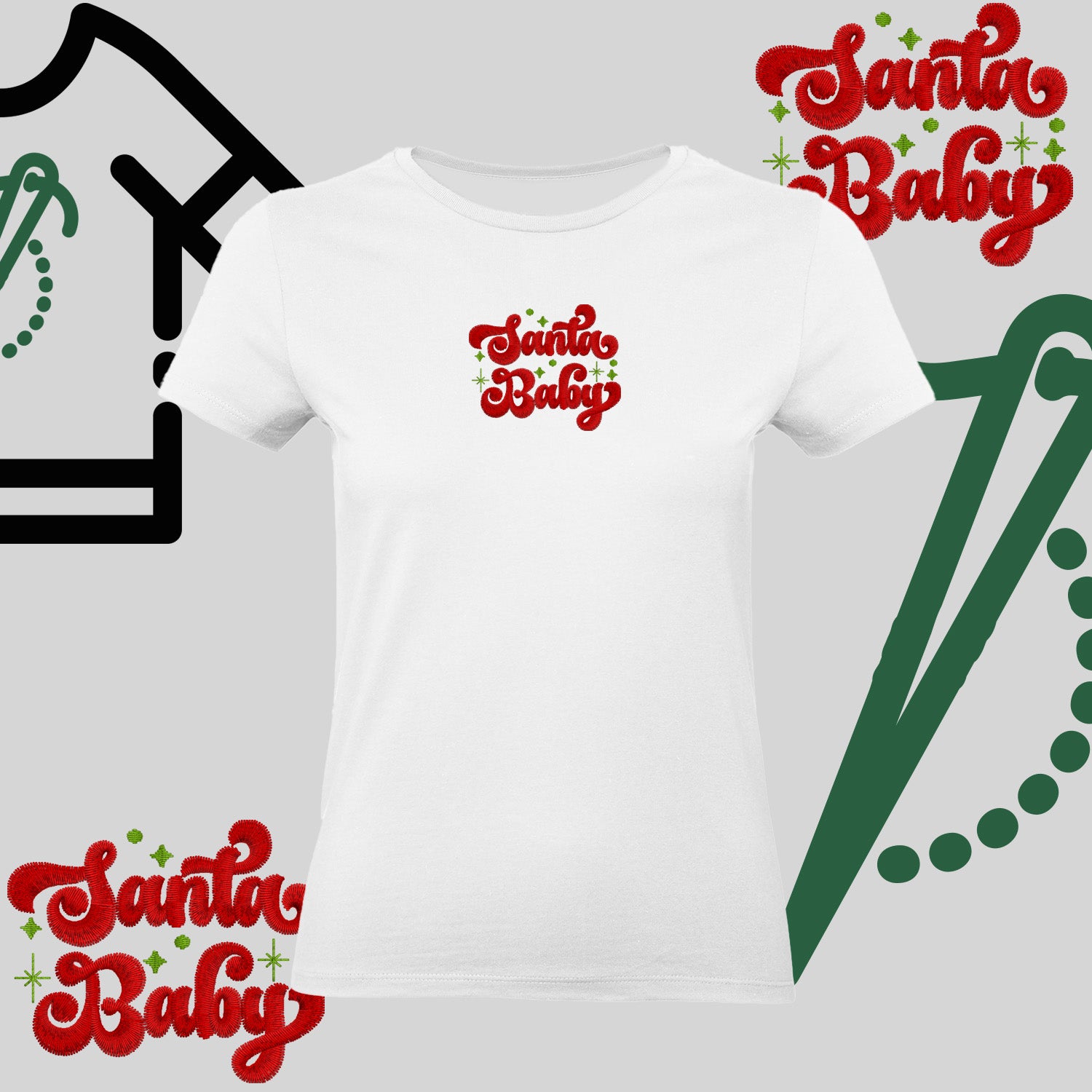 Koszulka damska  "Santa Baby" – haft komputerowy, styl z pozytywnym przekazem