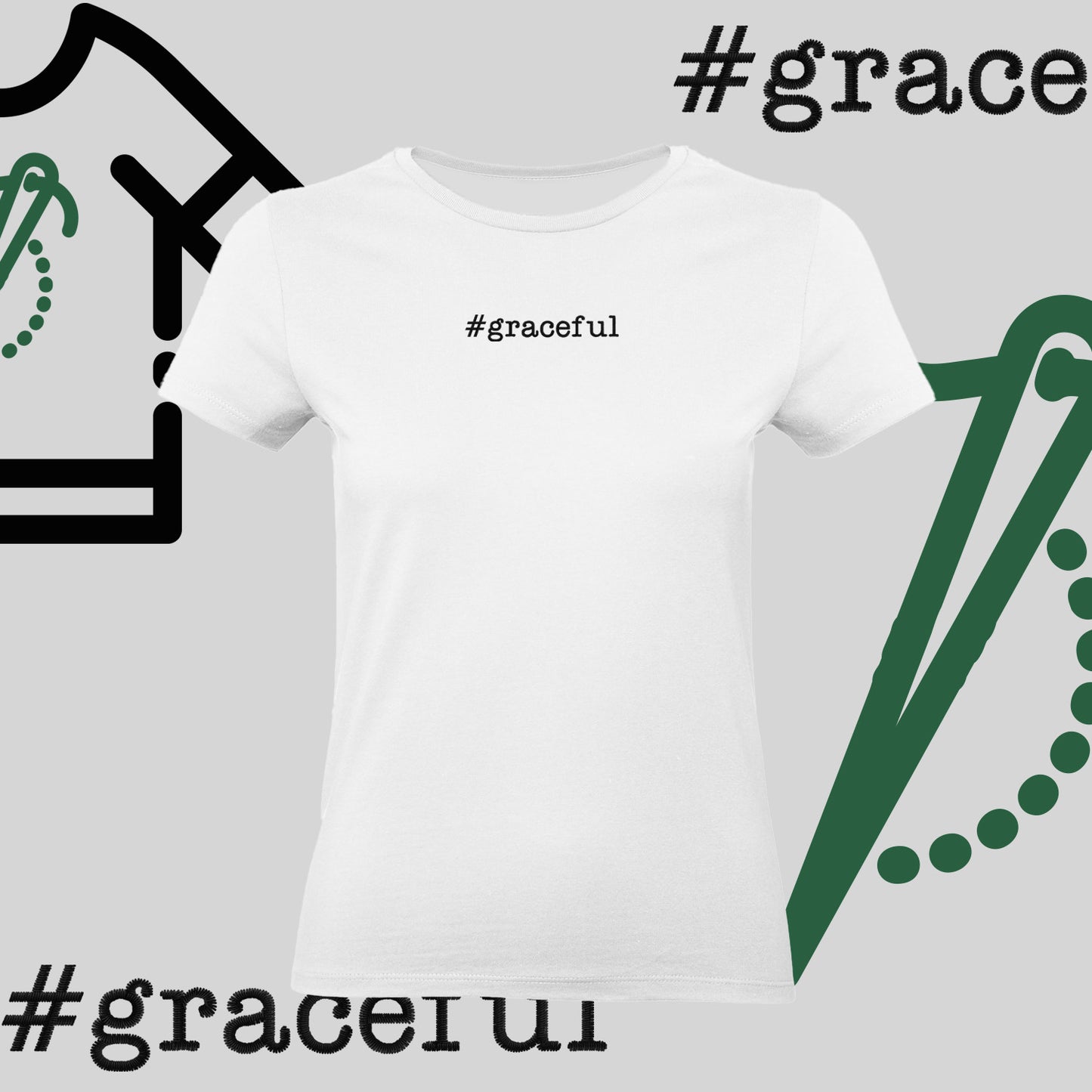 Koszulka damska "#graceful" – haft komputerowy, elegancja w stylu casual